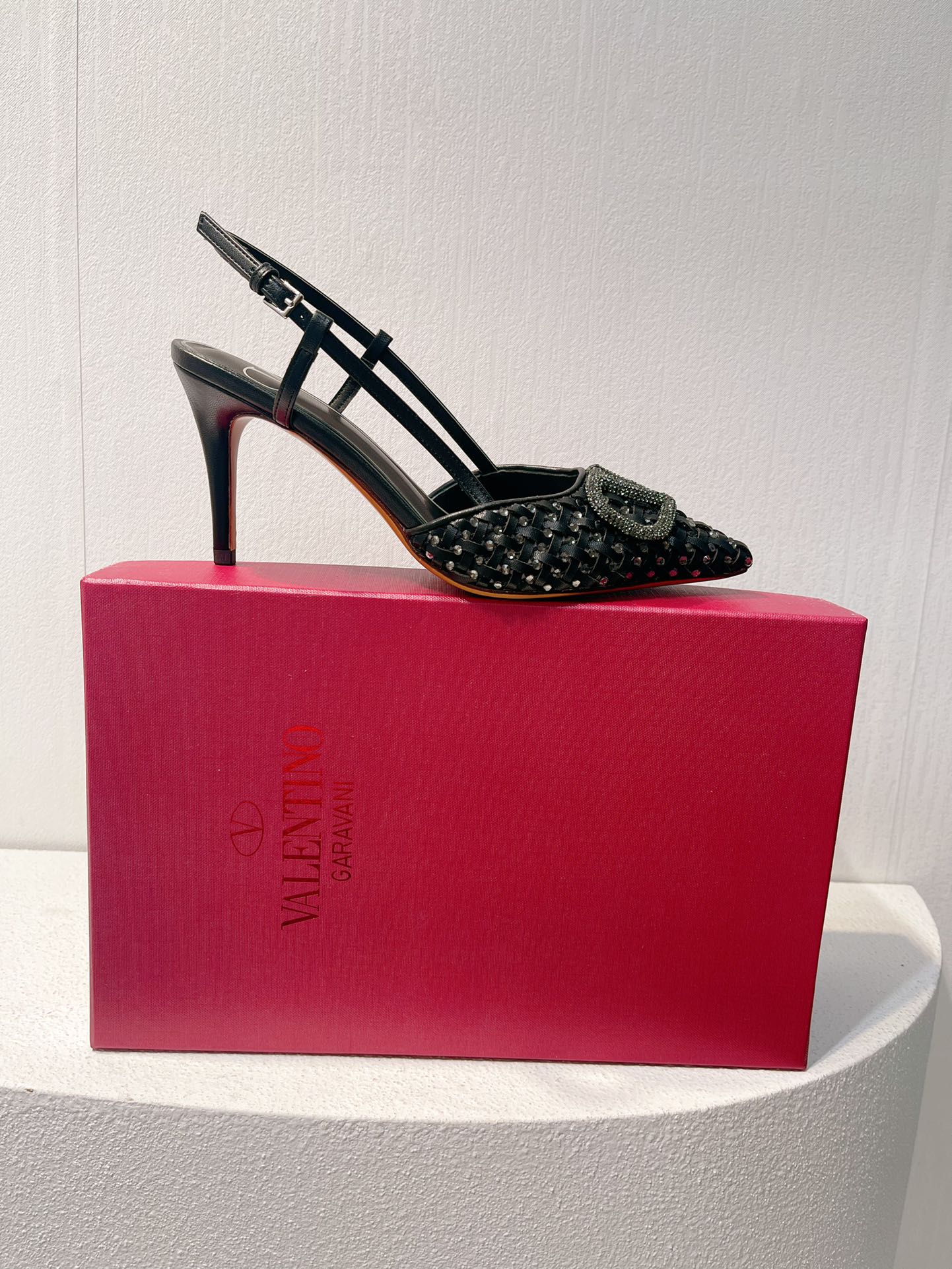 VT High Heeled Slingbacks Black  Sheepskin 292799