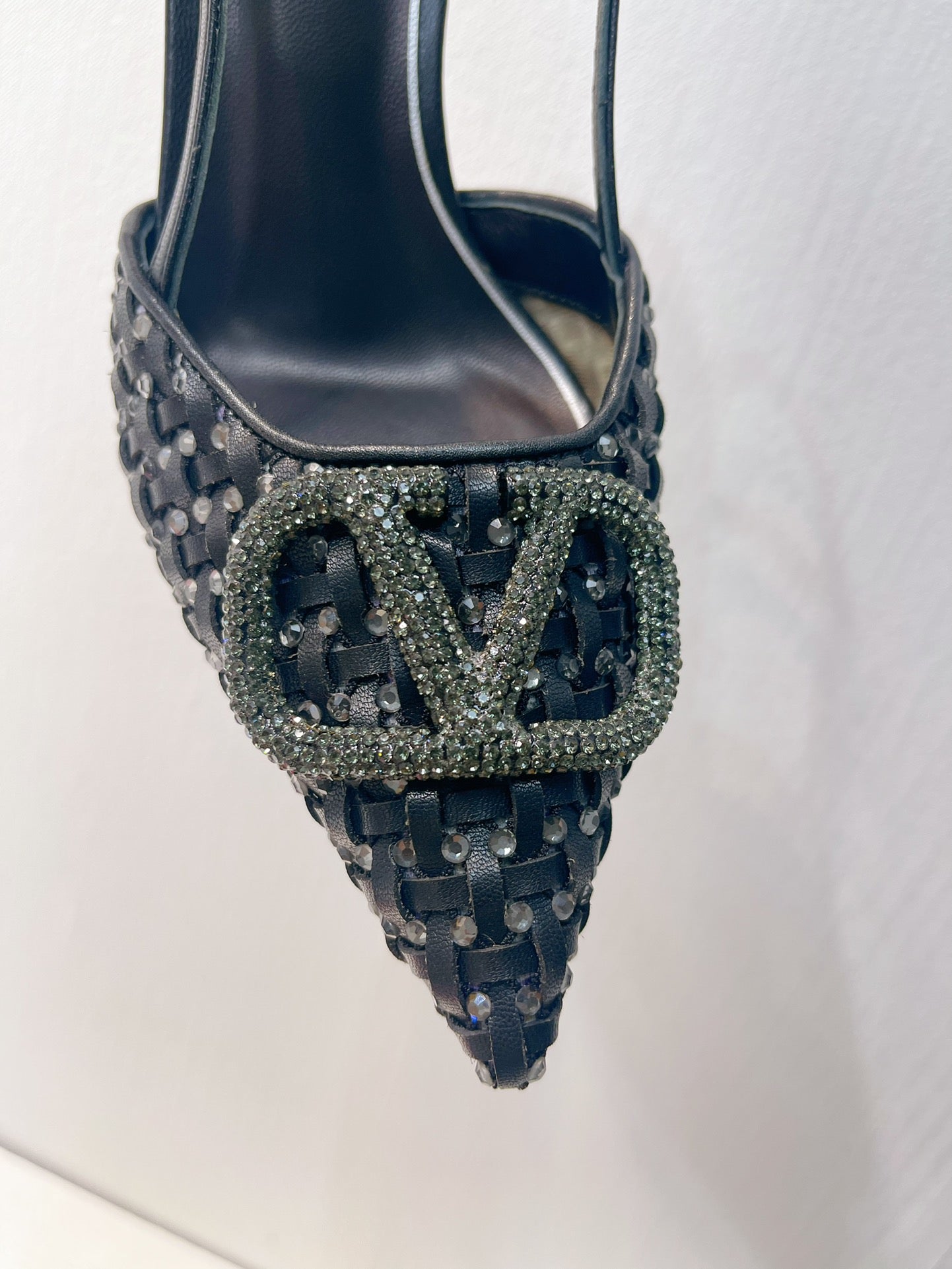 VT High Heeled Slingbacks Black  Sheepskin 292799