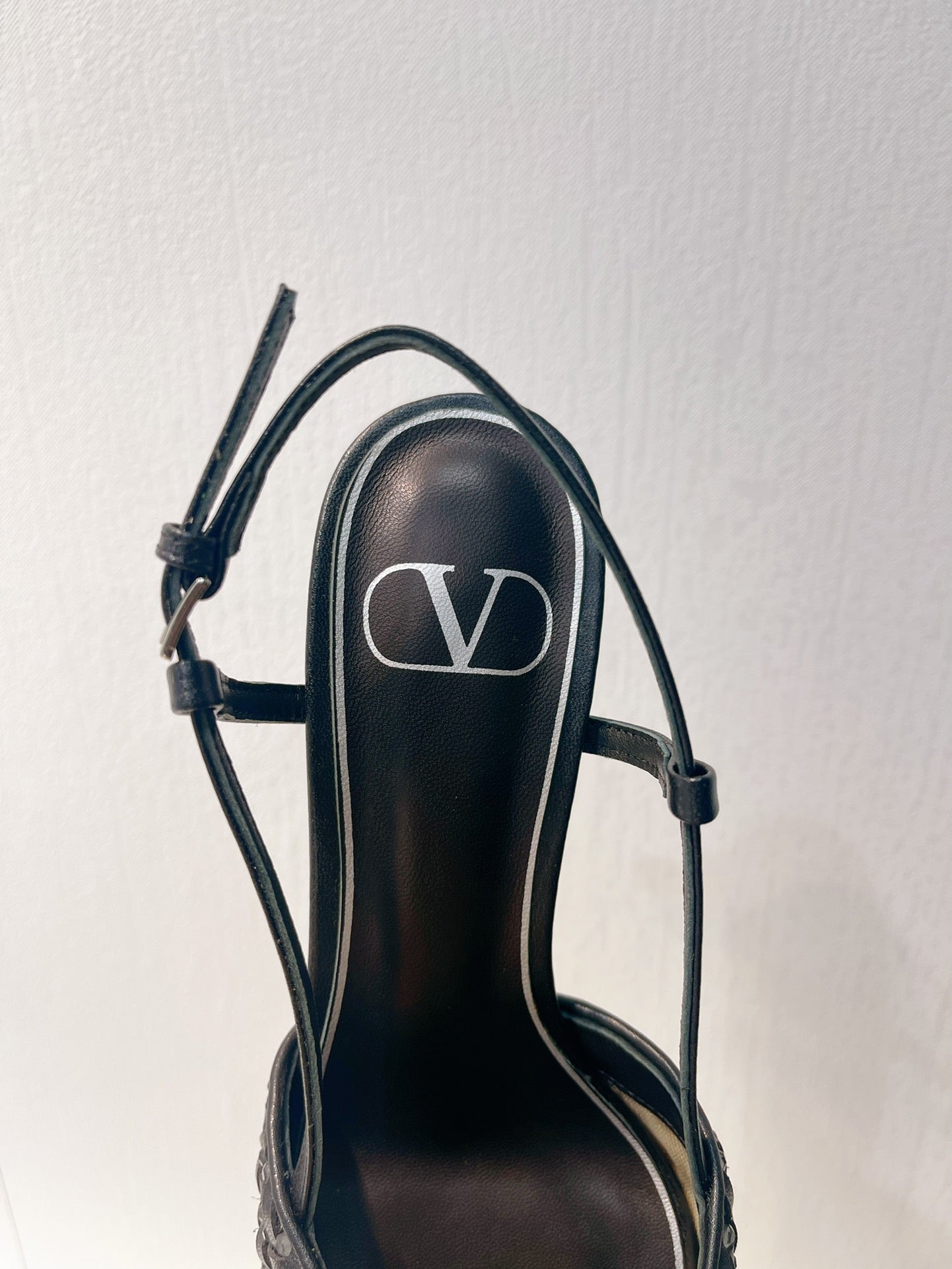 VT High Heeled Slingbacks Black  Sheepskin 292799