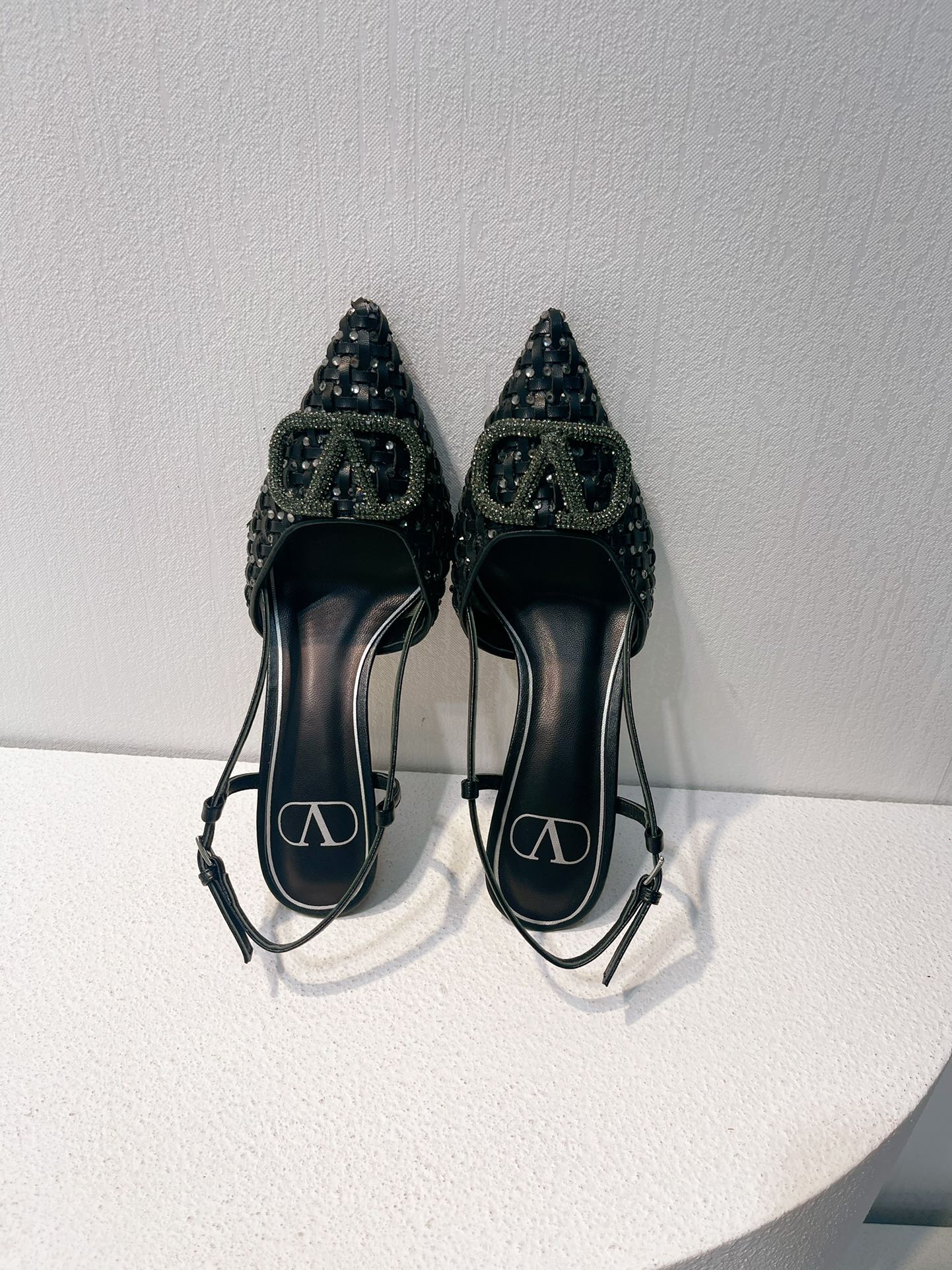 VT High Heeled Slingbacks Black  Sheepskin 292799