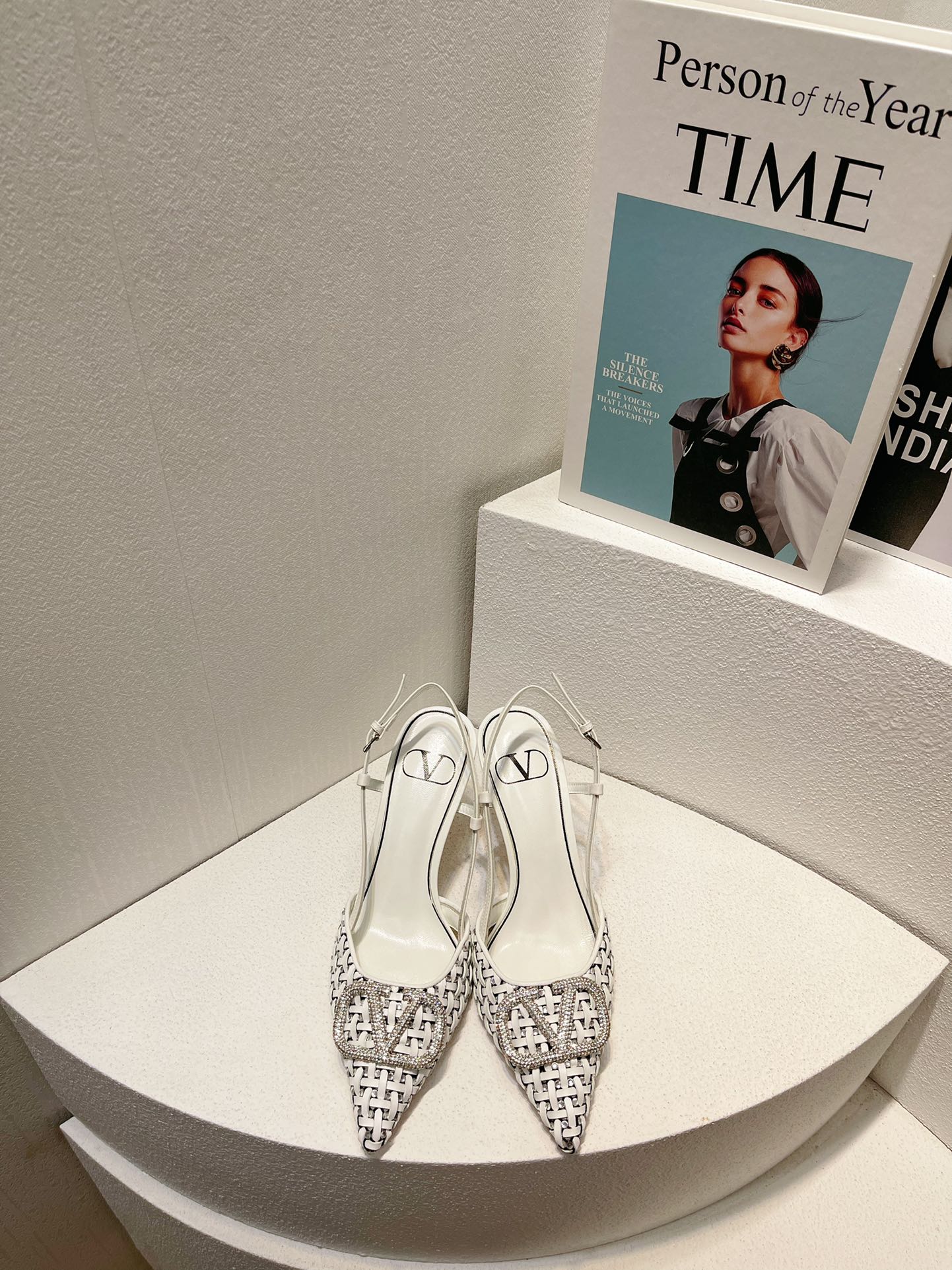 VT High Heeled Slingbacks White  Sheepskin 292800