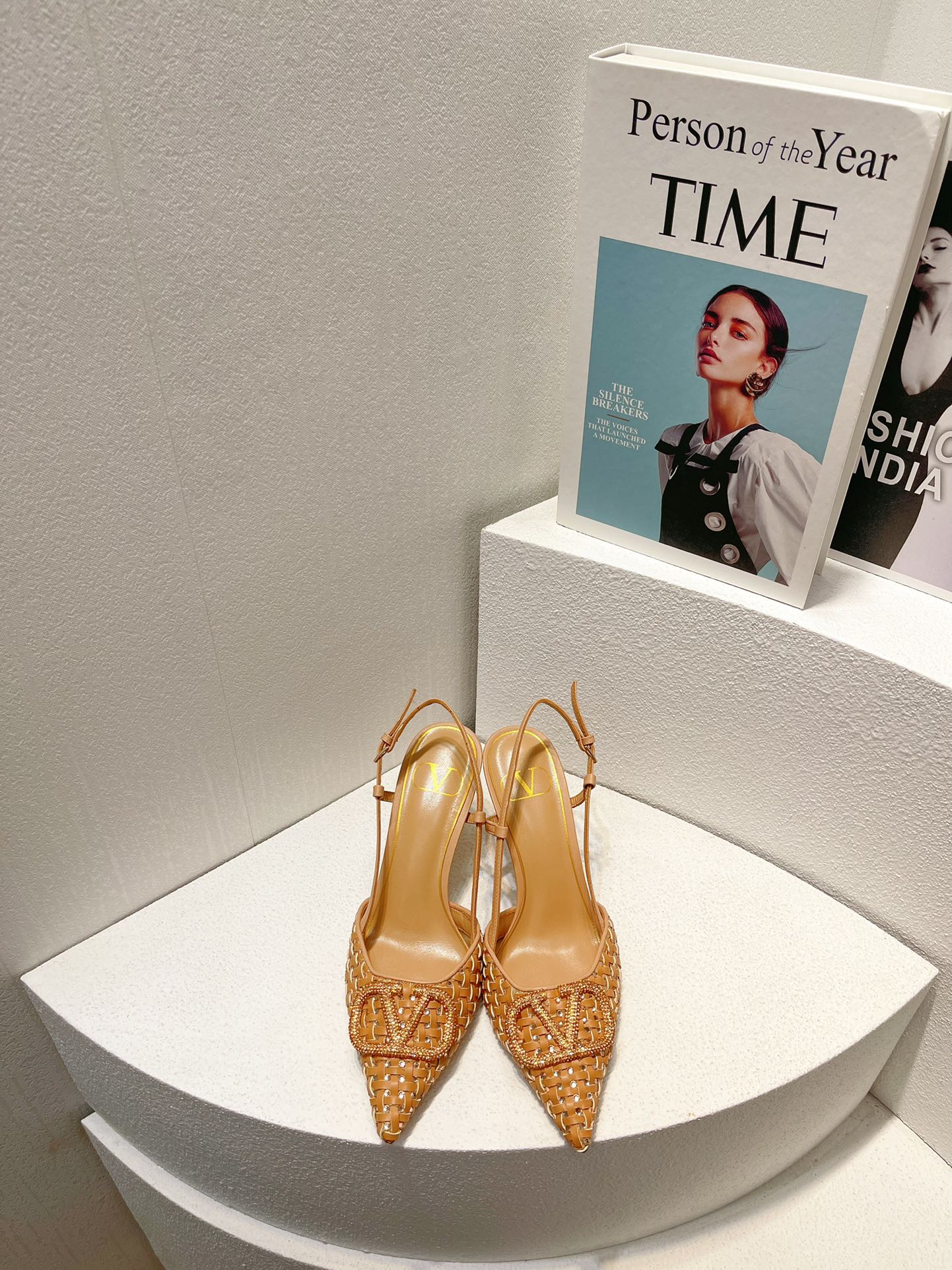 VT High Heeled Slingbacks Peru Brown  Sheepskin 292801