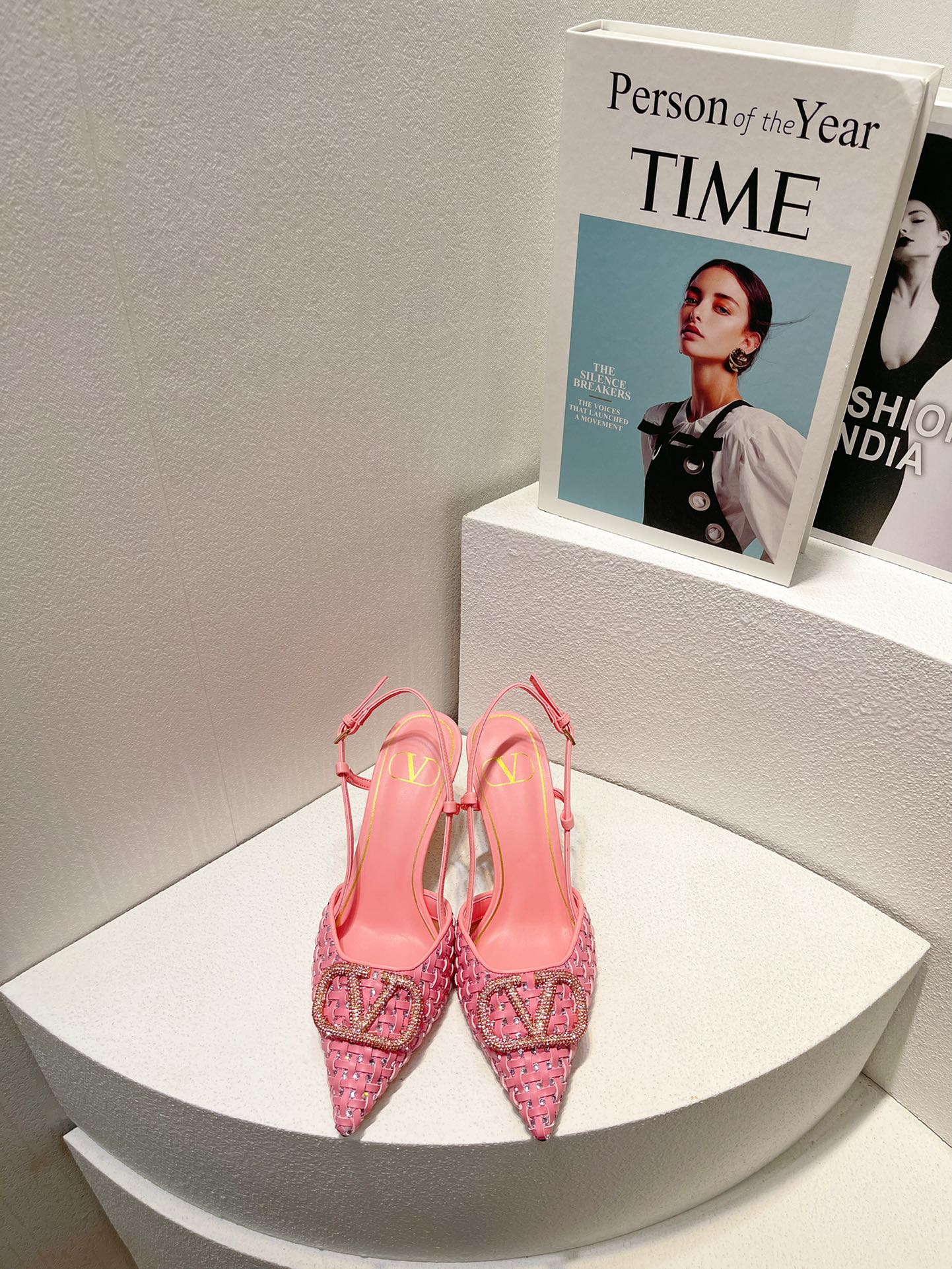 VT High Heeled Slingbacks Pink Sheepskin 292802