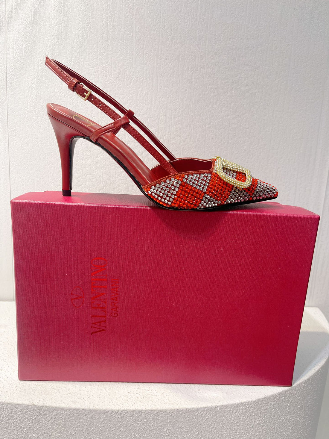 VT High Heeled Slingbacks Red Sheepskin 292816