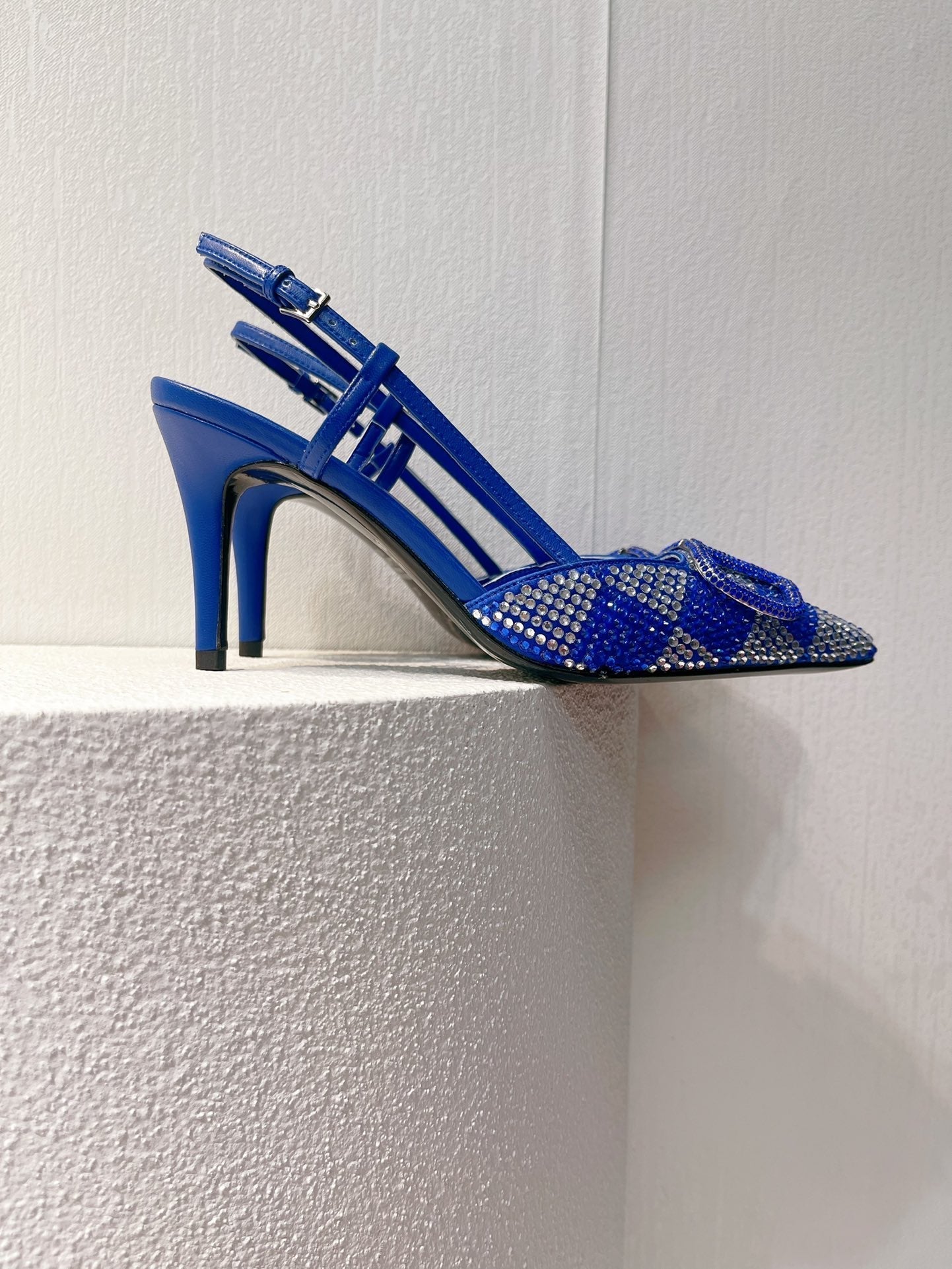 VT High Heeled Slingbacks  Blue Sheepskin 292817