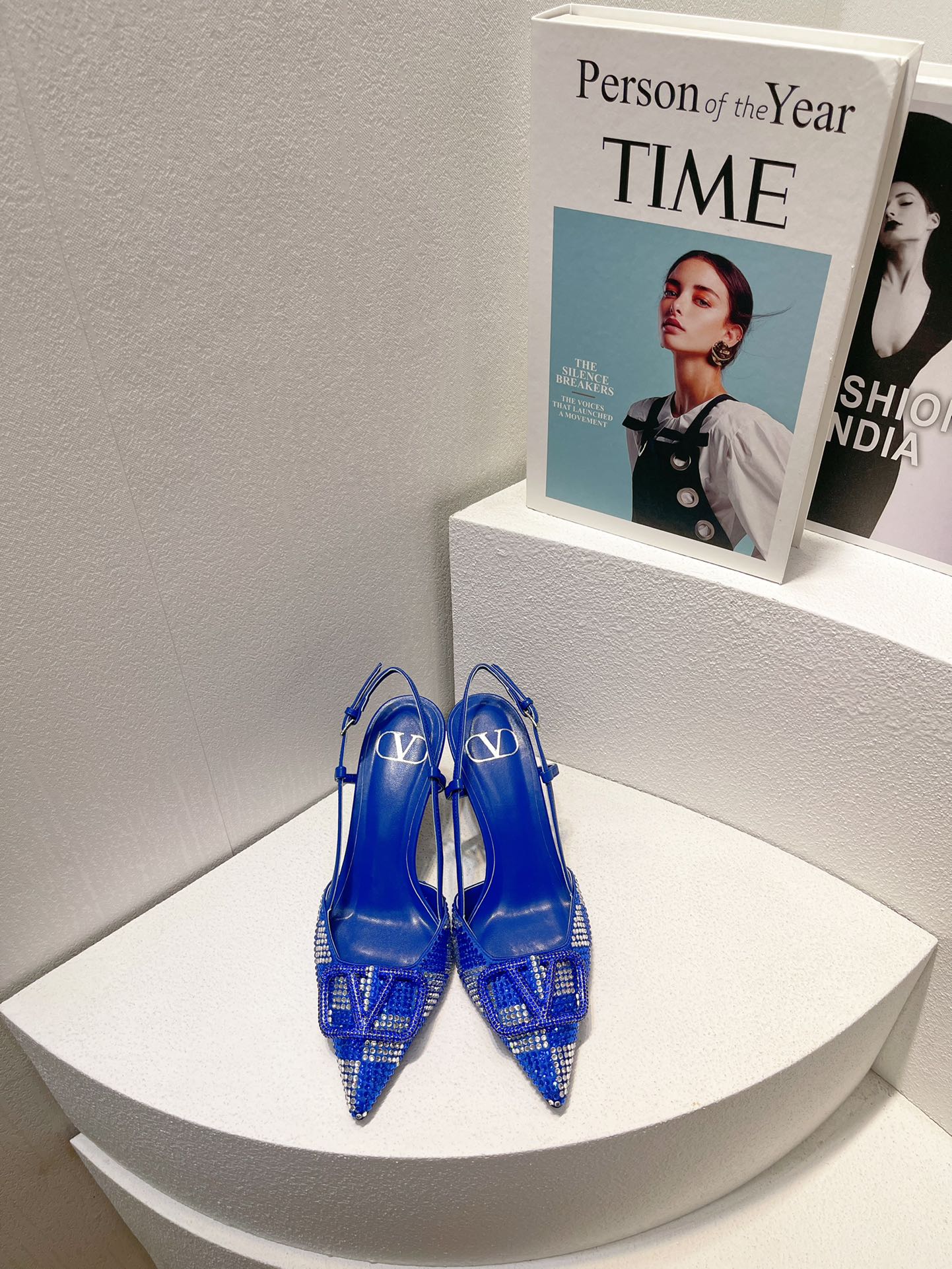 VT High Heeled Slingbacks  Blue Sheepskin 292817