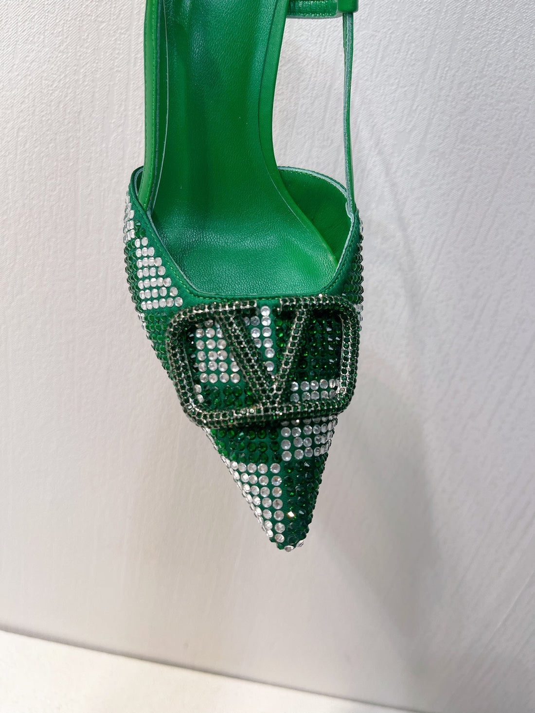 VT High Heeled Slingbacks Green Sheepskin 292818