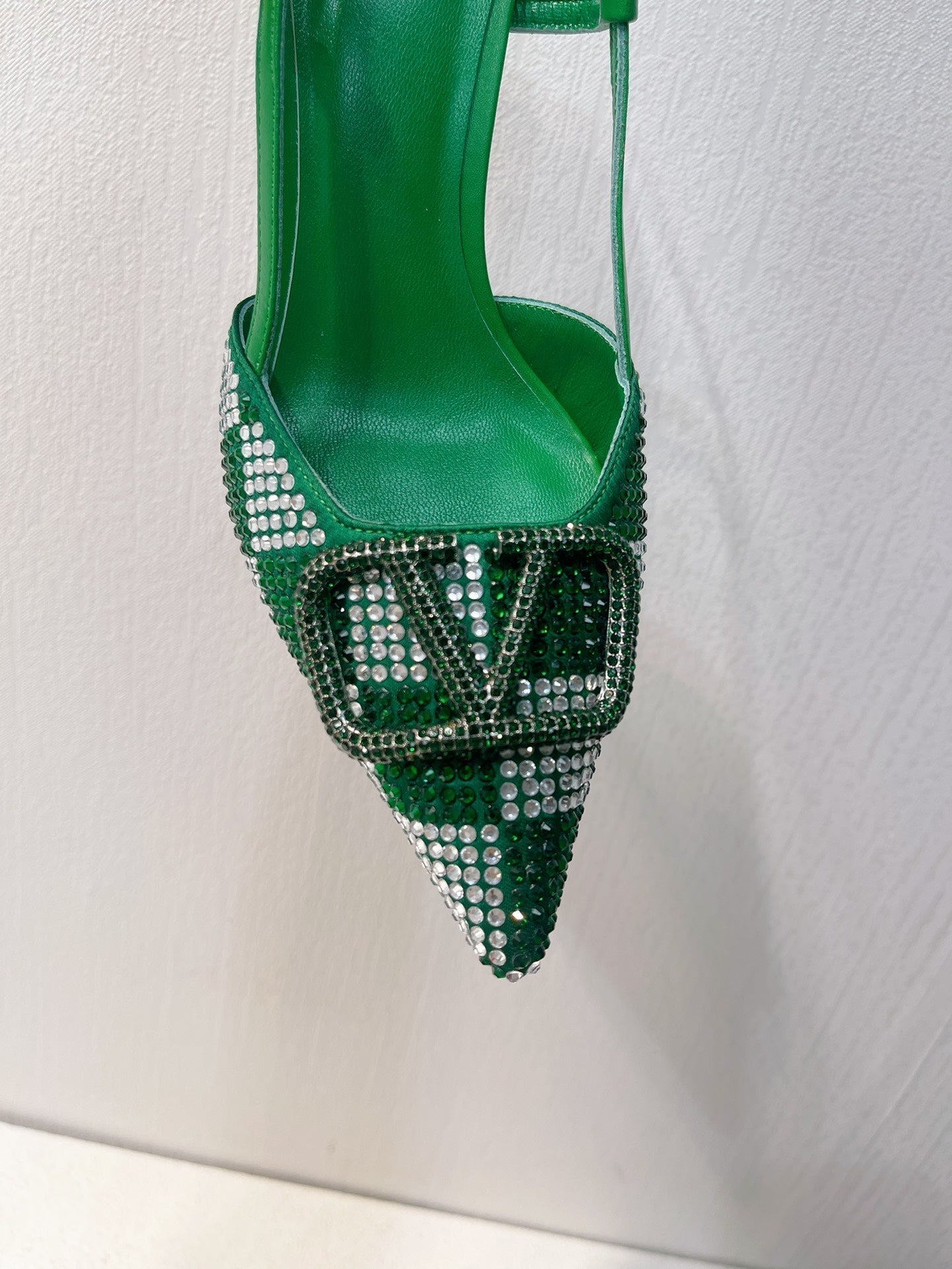 VT High Heeled Slingbacks Green Sheepskin 292818