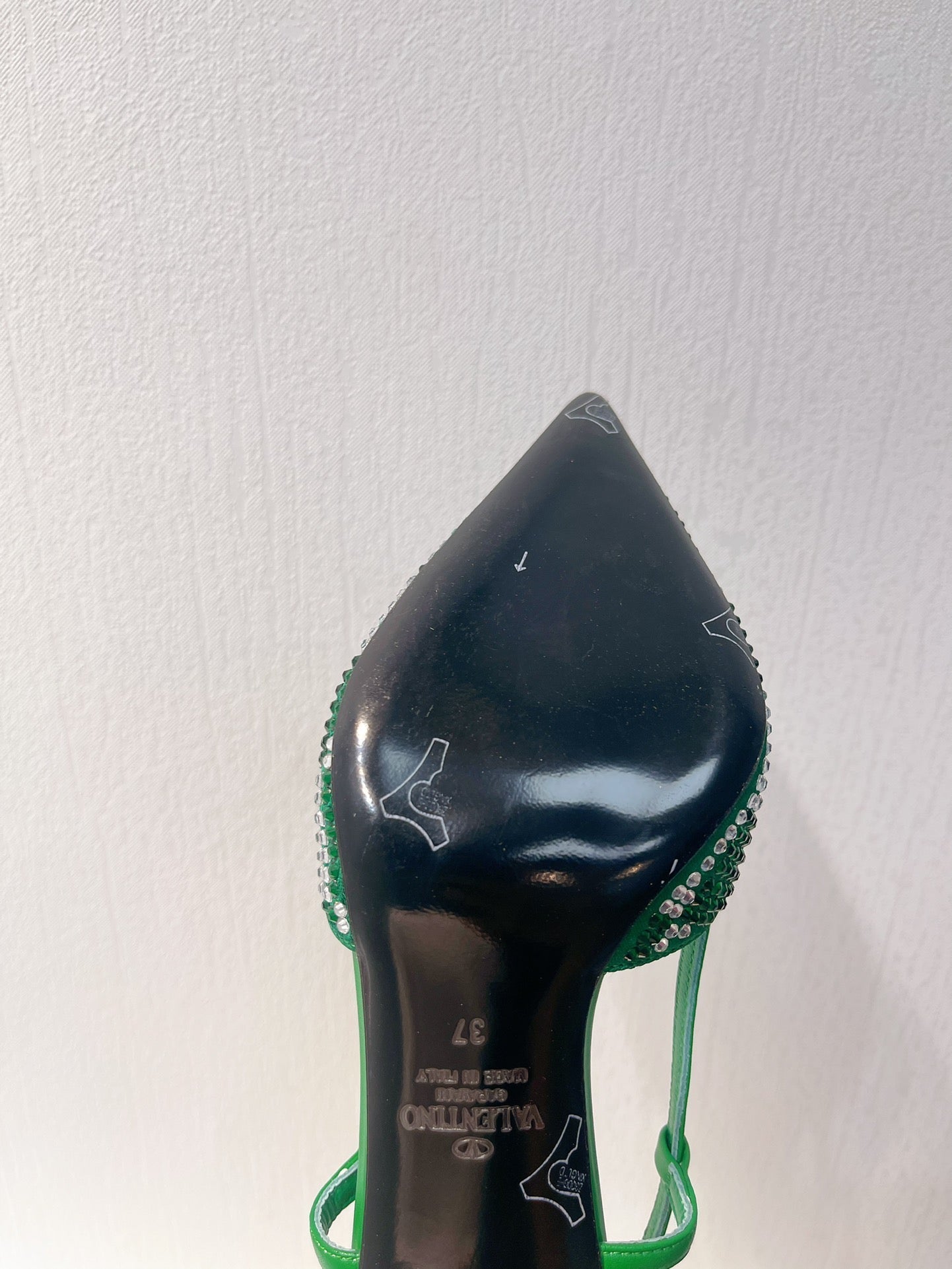 VT High Heeled Slingbacks Green Sheepskin 292818