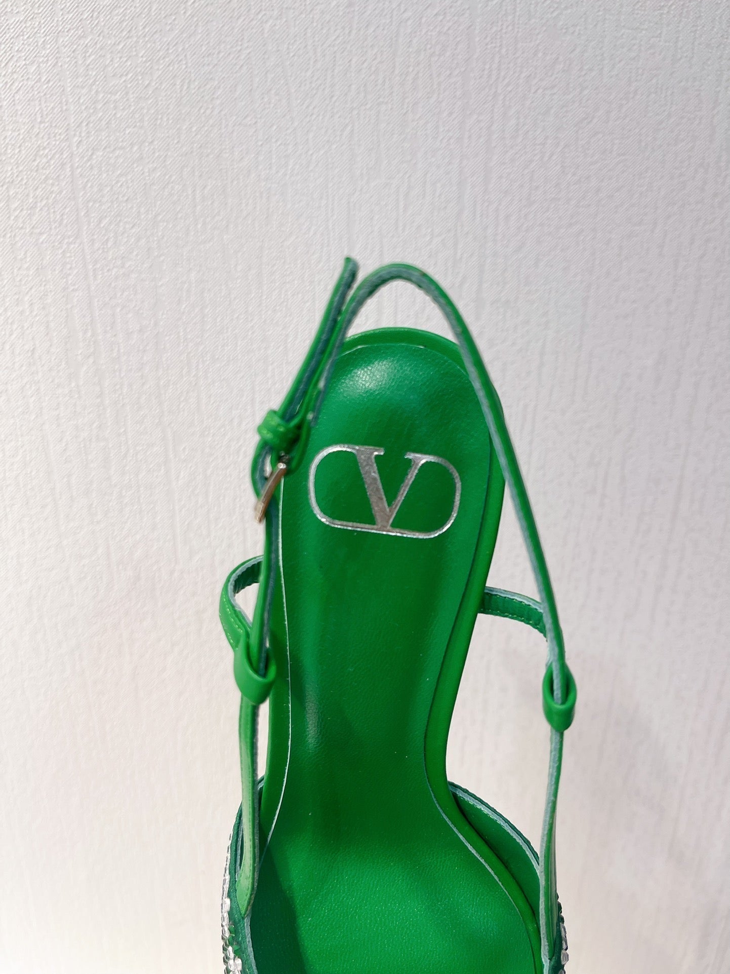 VT High Heeled Slingbacks Green Sheepskin 292818