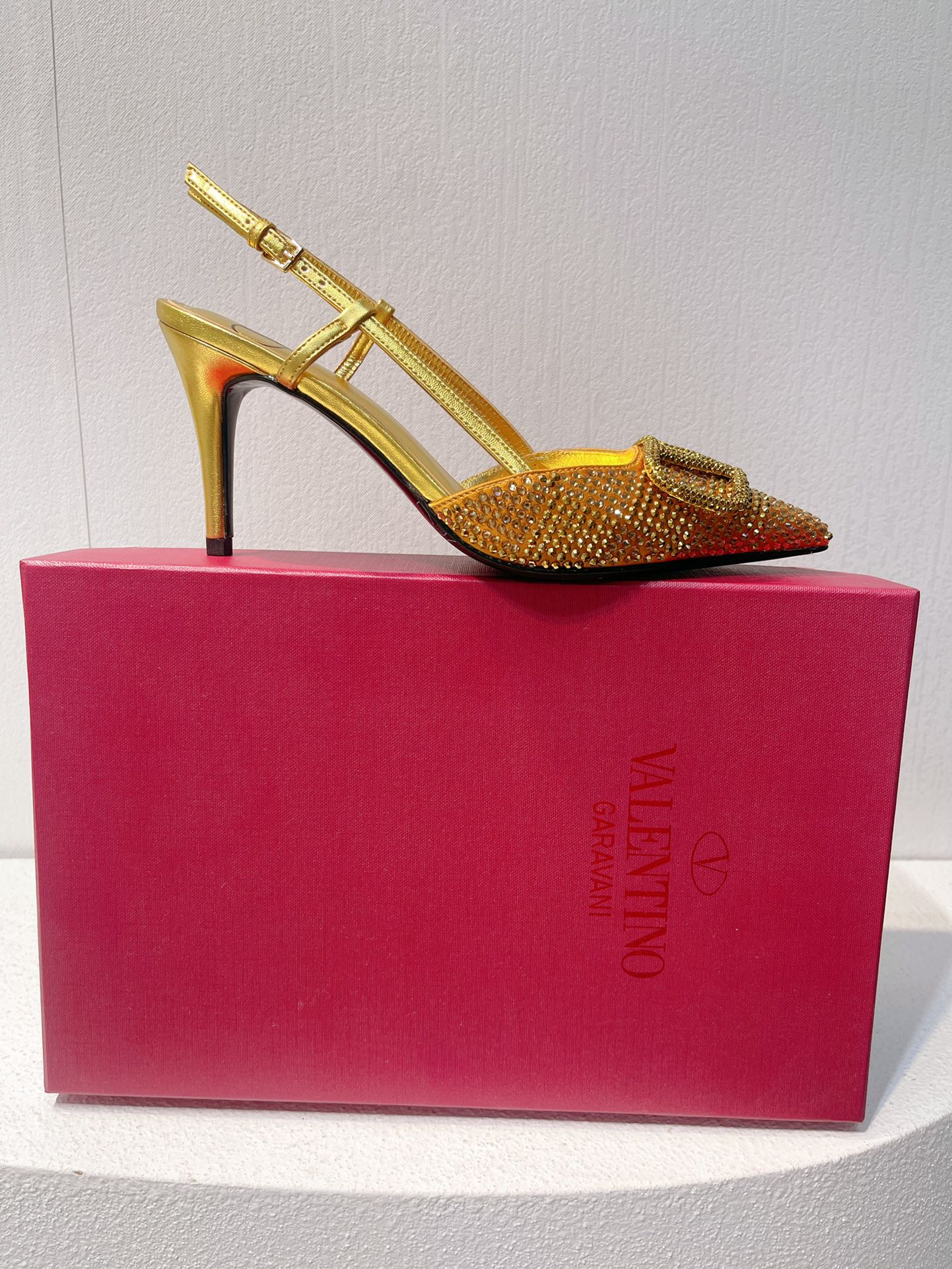 VT High Heeled Slingbacks Gold Sheepskin 292820