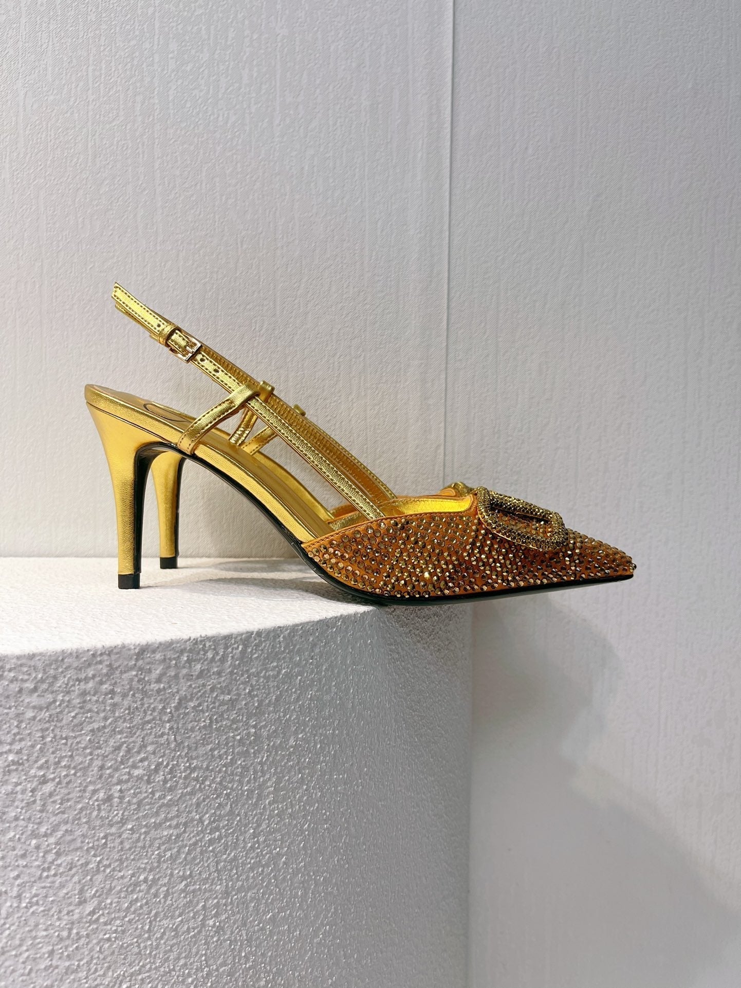 VT High Heeled Slingbacks Gold Sheepskin 292820