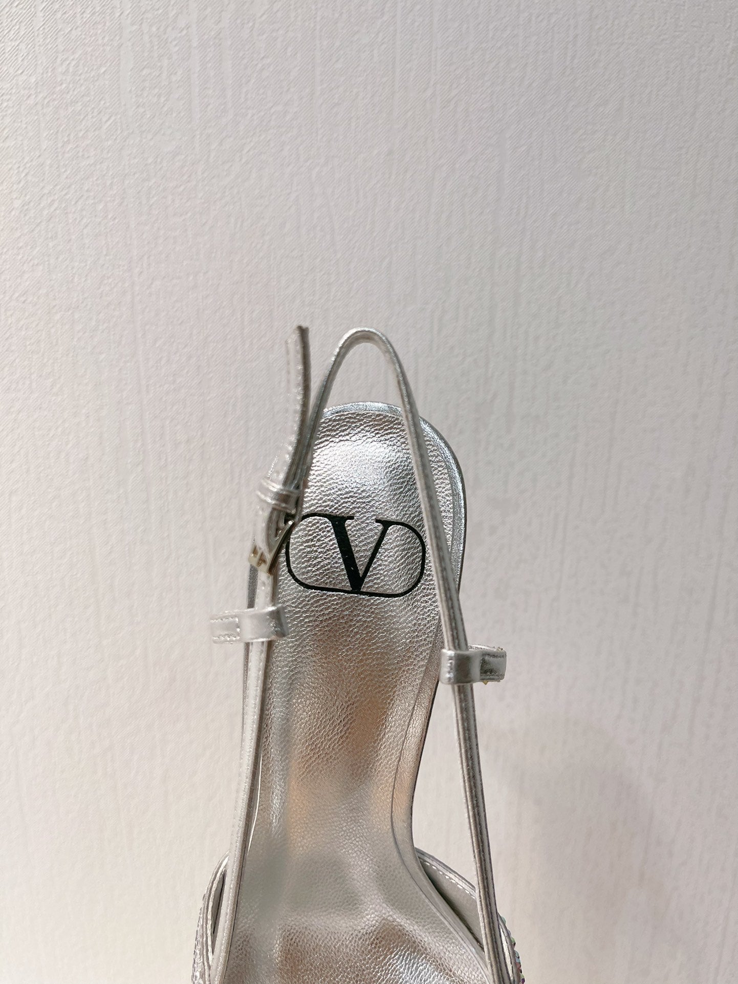 VT High Heeled Slingbacks Silver Sheepskin 292823