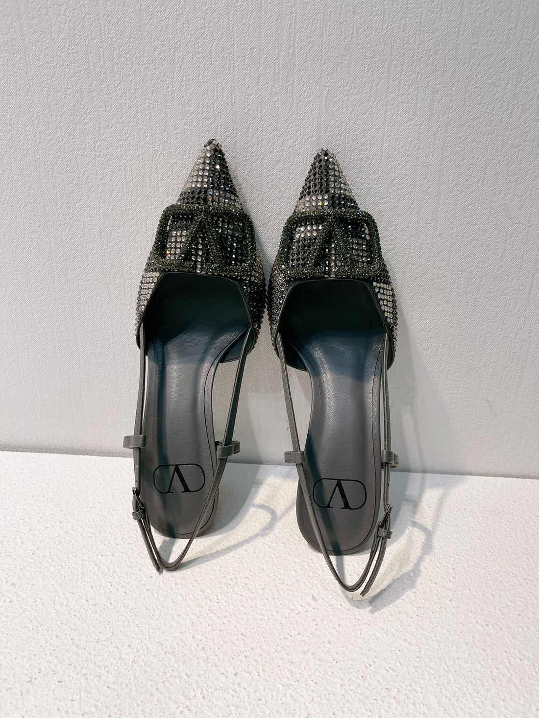 VT High Heeled Slingbacks  Charcoal black Sheepskin 292824