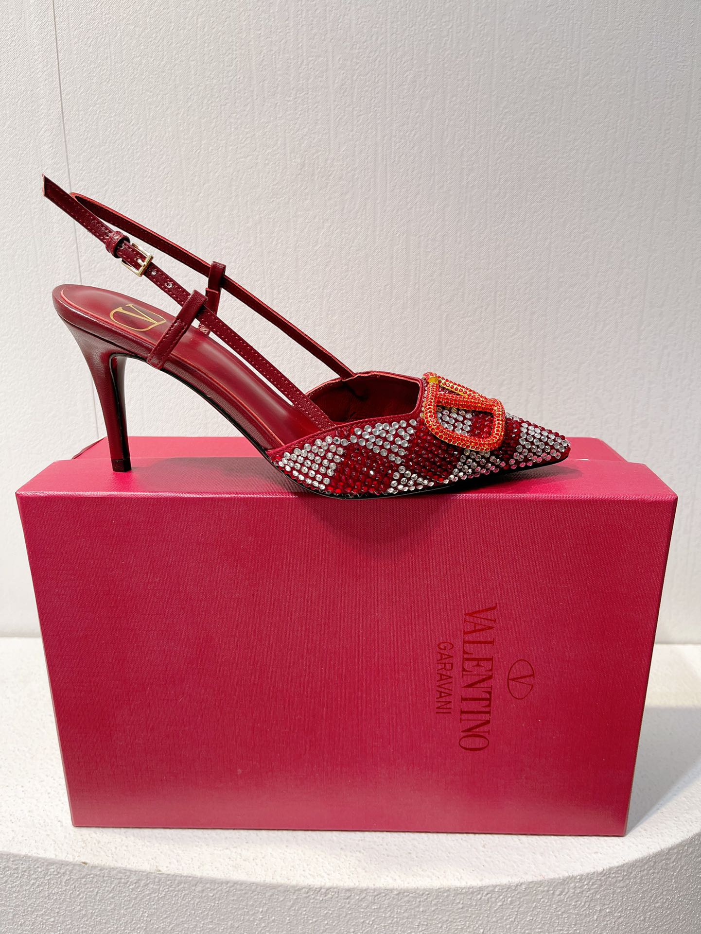 VT High Heeled Slingbacks  Ruby Red Sheepskin 292825