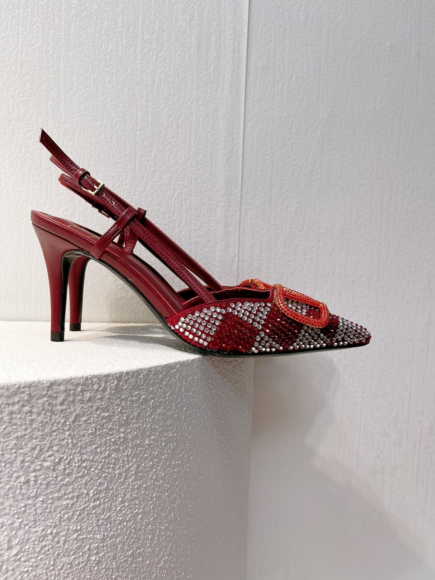 VT High Heeled Slingbacks  Ruby Red Sheepskin 292825