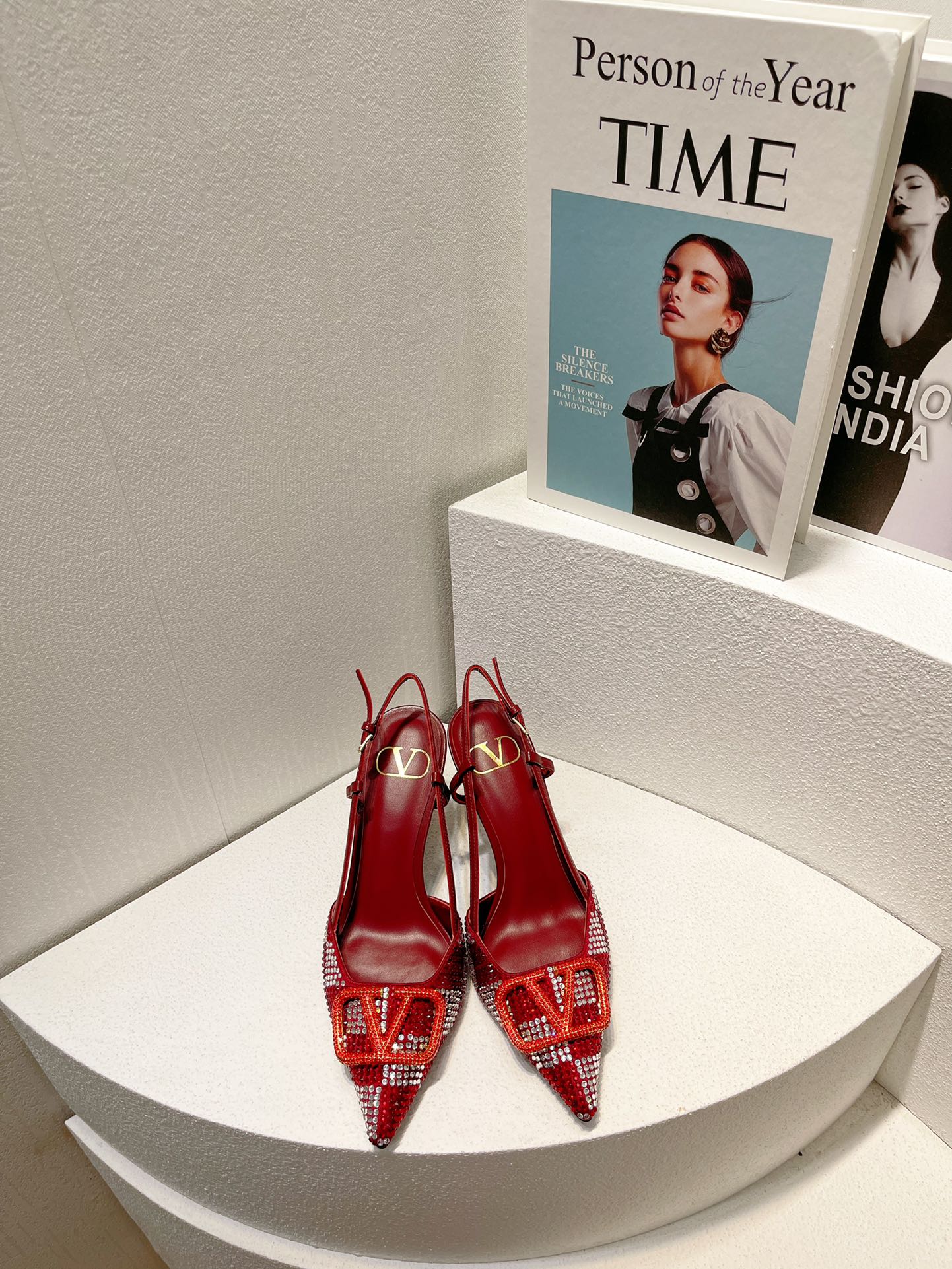 VT High Heeled Slingbacks  Ruby Red Sheepskin 292825