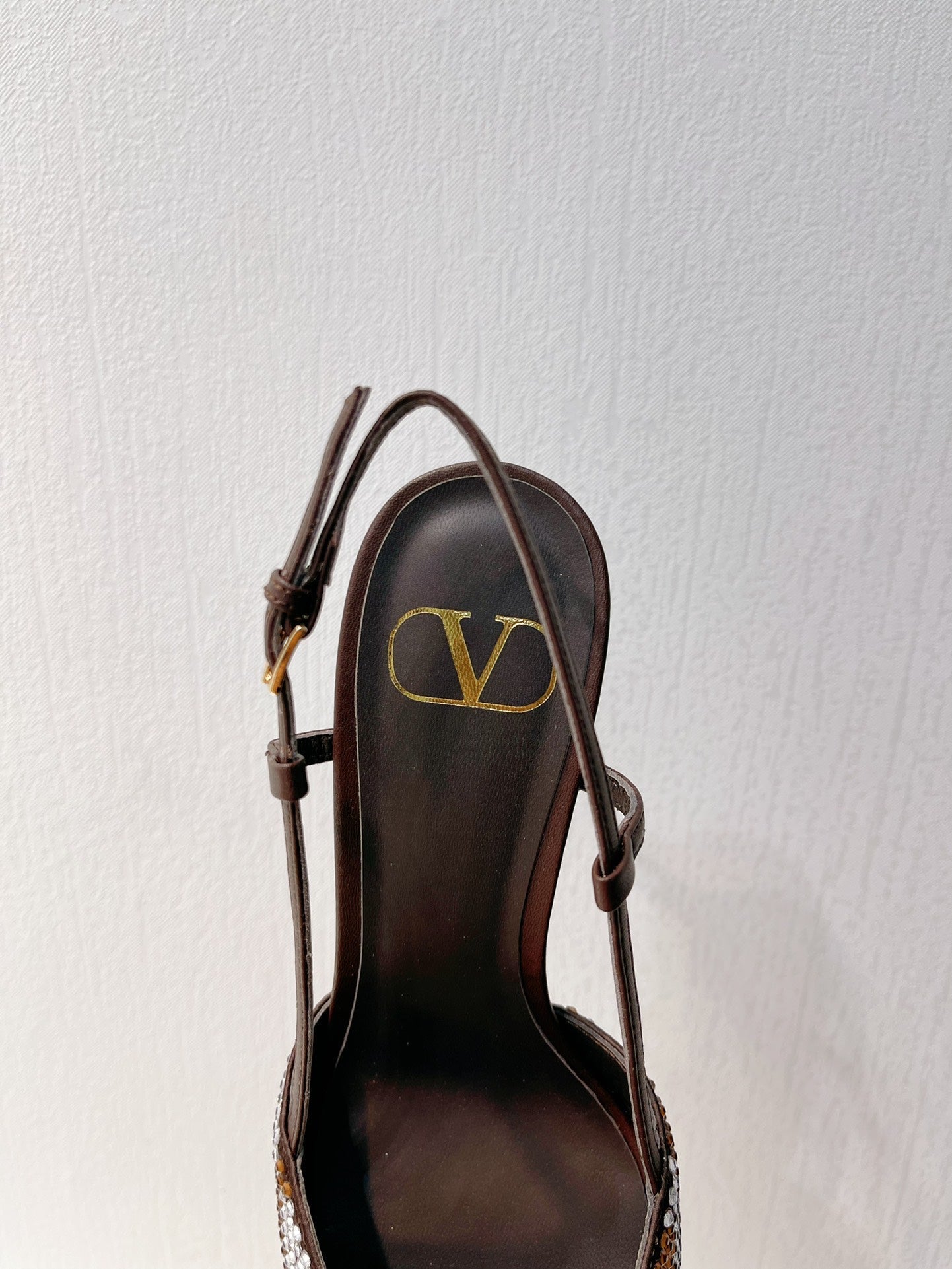 VT High Heeled Slingbacks  Brown Chocolate Sheepskin 292826