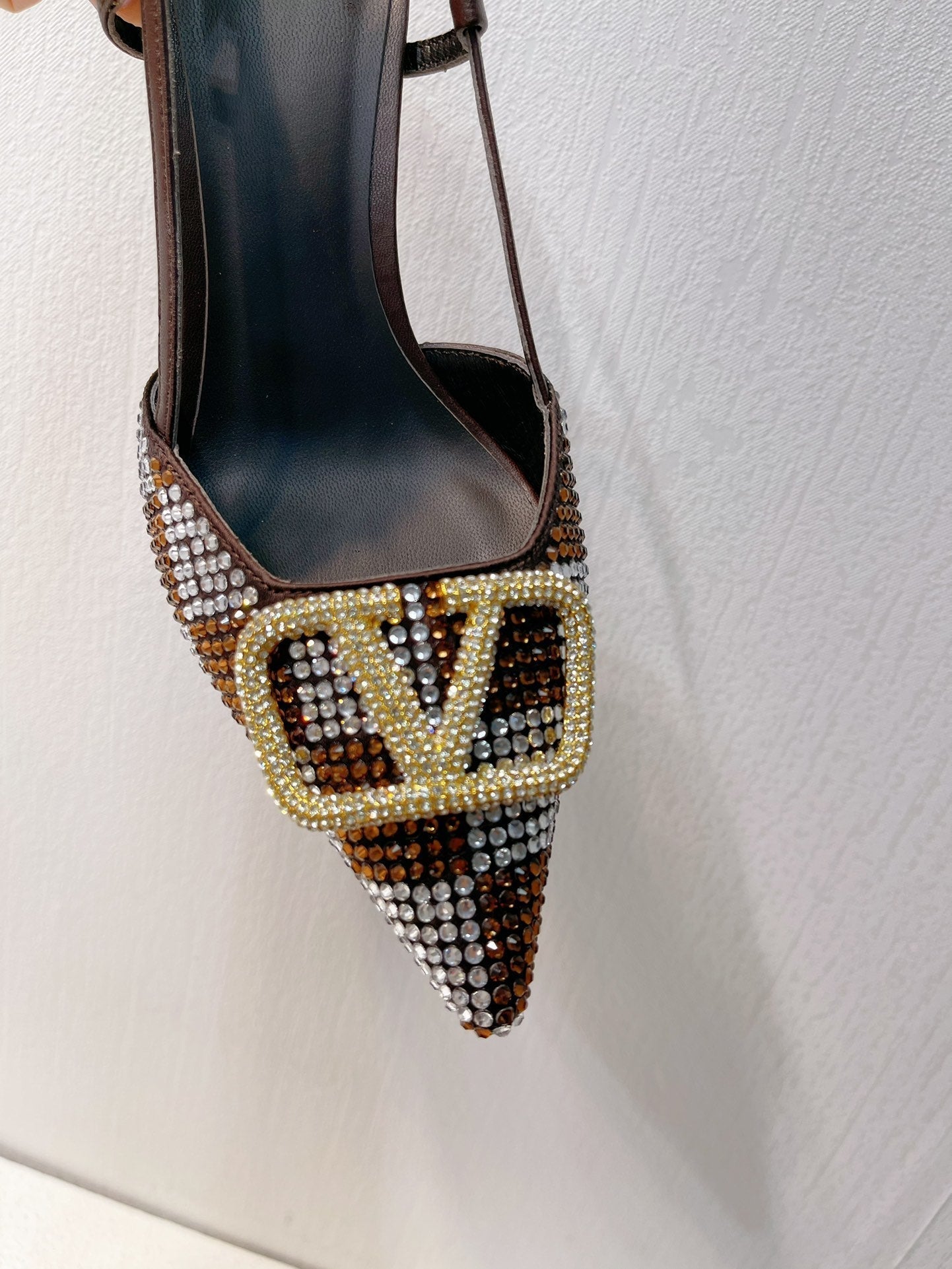 VT High Heeled Slingbacks  Brown Chocolate Sheepskin 292826