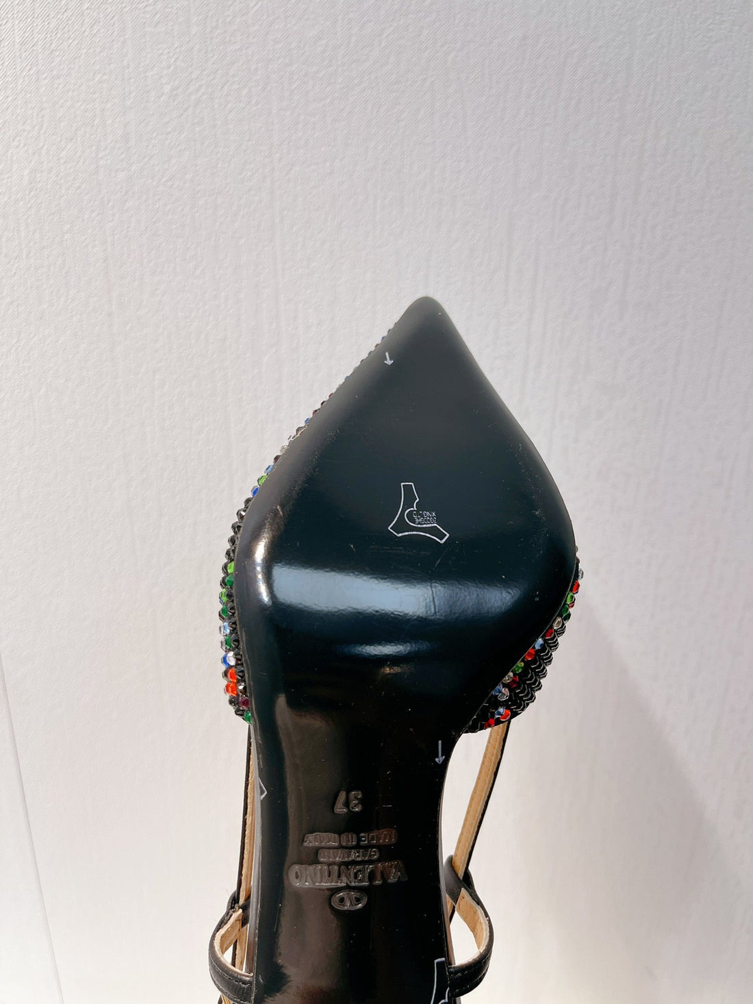 VT High Heeled Slingbacks Black Sheepskin 292828