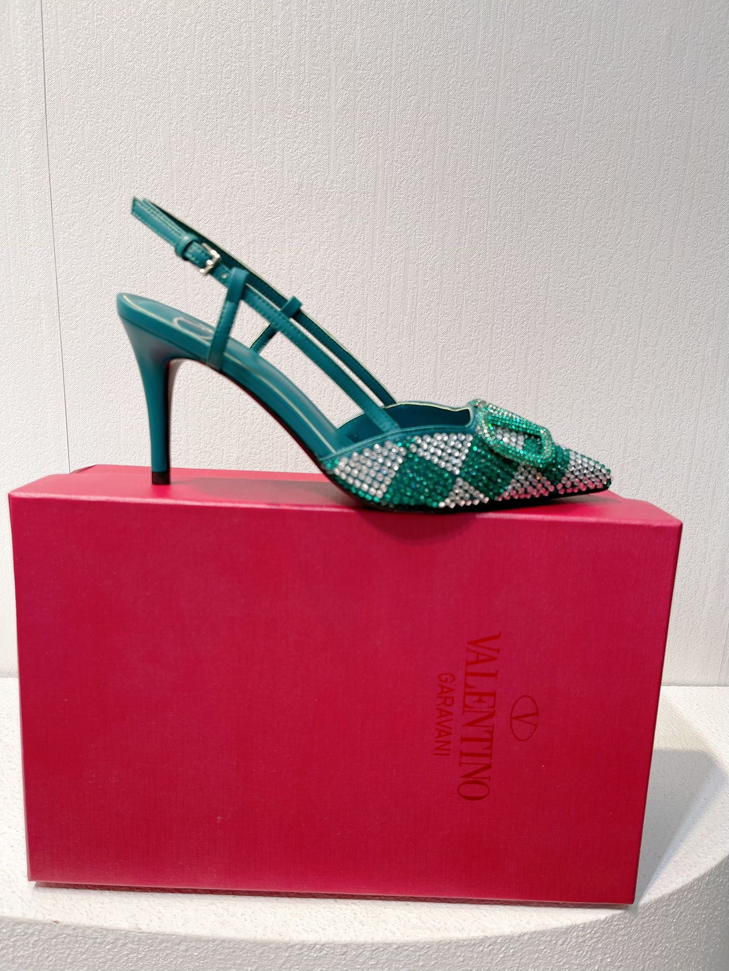 VT High Heeled Slingbacks  Emerald Green Sheepskin 292829