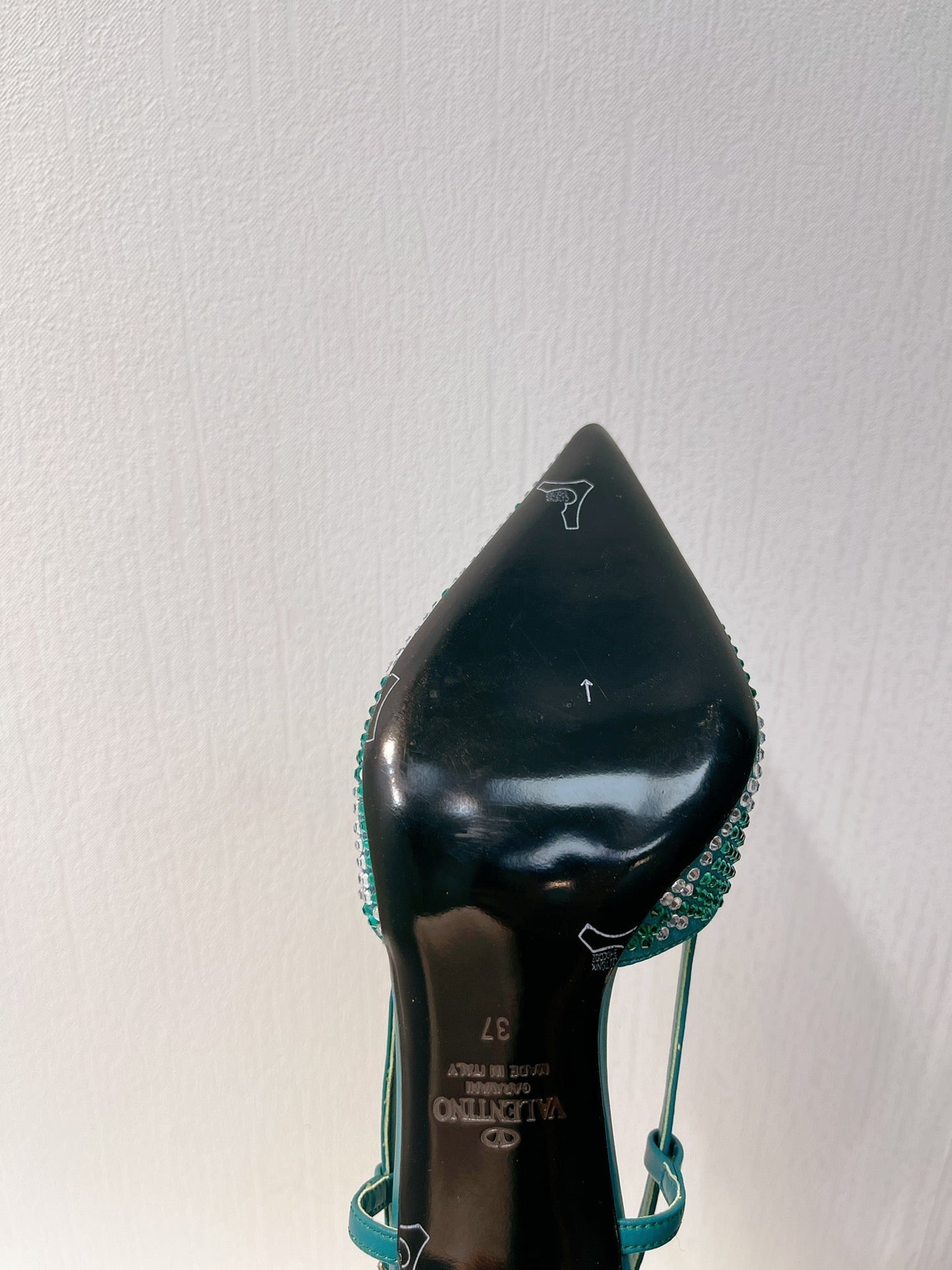 VT High Heeled Slingbacks  Emerald Green Sheepskin 292829