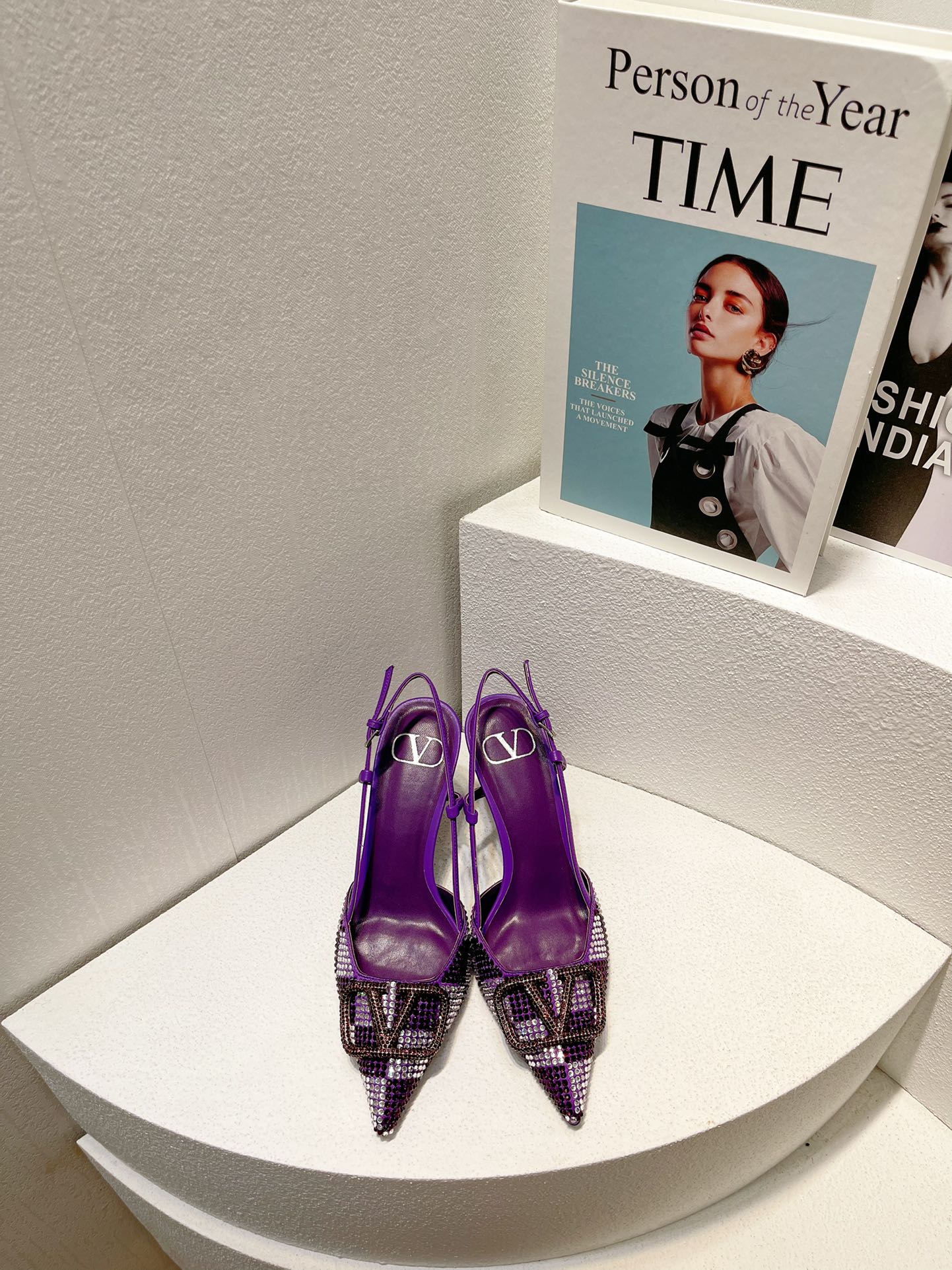 VT High Heeled Slingbacks Purple Sheepskin 292830