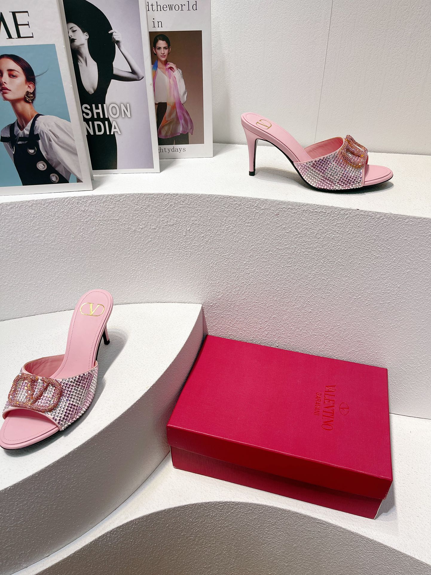 VT High Heeled Sandals Pink Sheepskin 292834