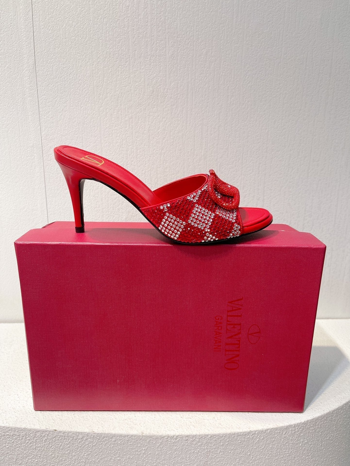 VT High Heeled Sandals Cherry Red  Sheepskin 292838