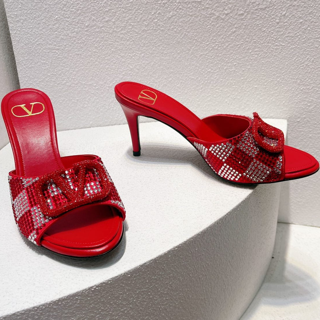 VT High Heeled Sandals Cherry Red  Sheepskin 292838