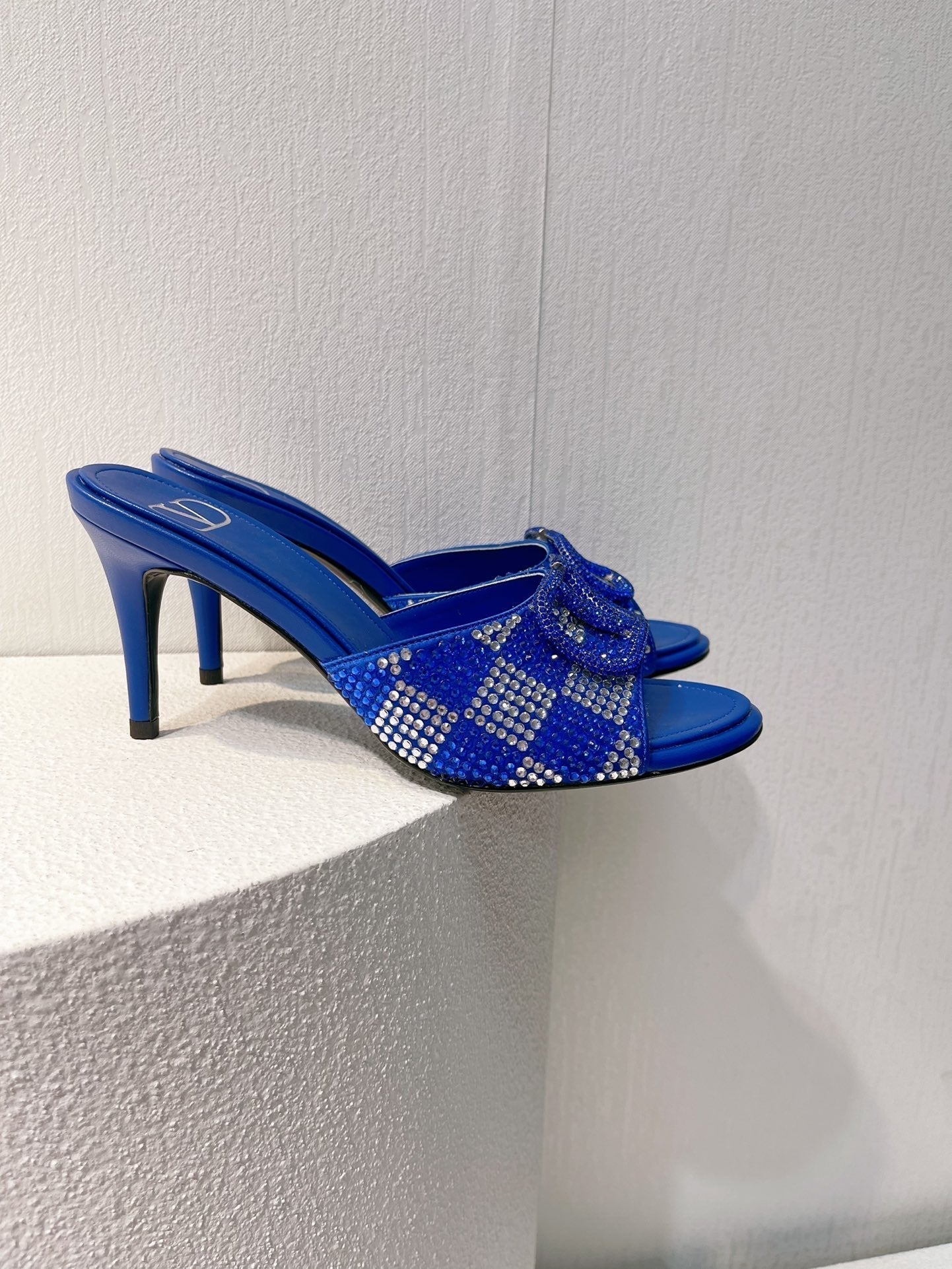 VT High Heeled Sandals Blue Sheepskin 292839