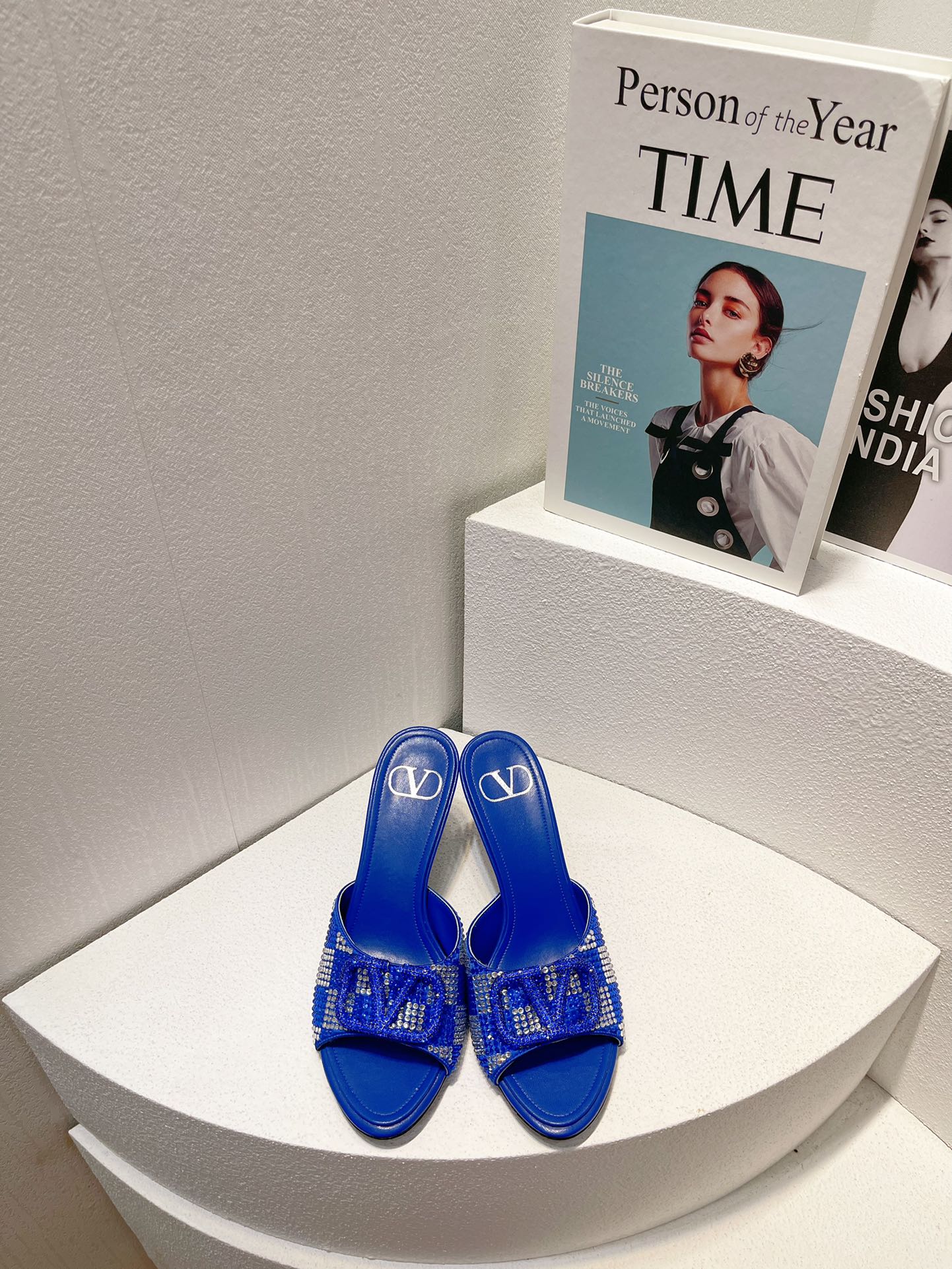 VT High Heeled Sandals Blue Sheepskin 292839