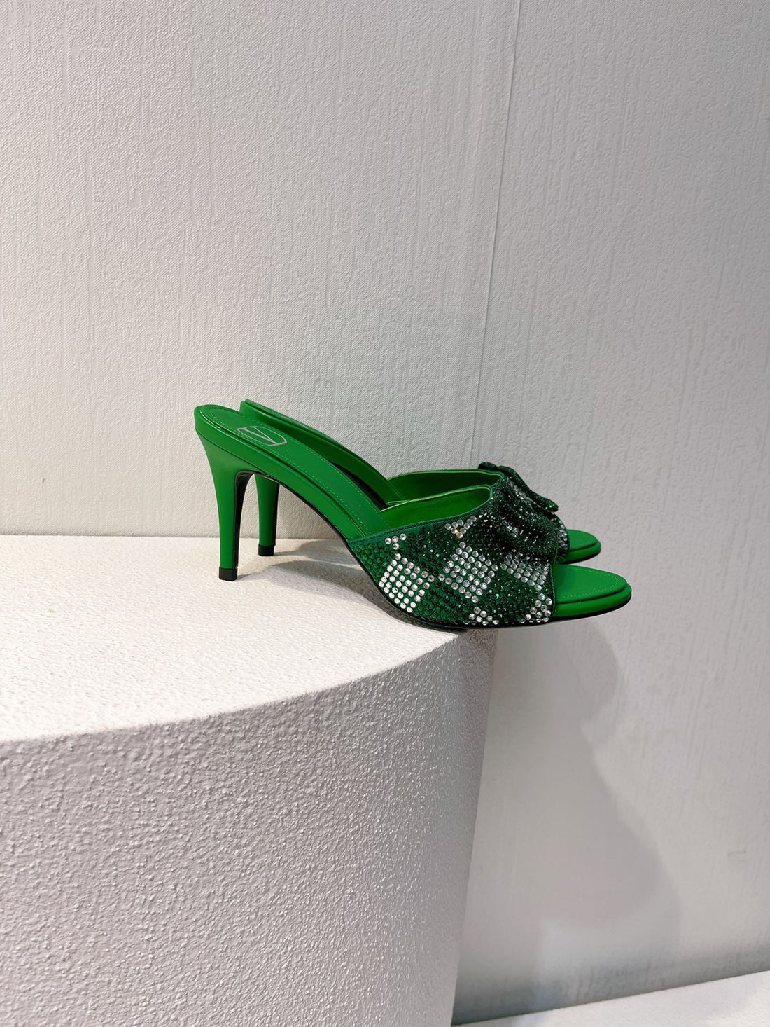 VT High Heeled Sandals Green Sheepskin 292840