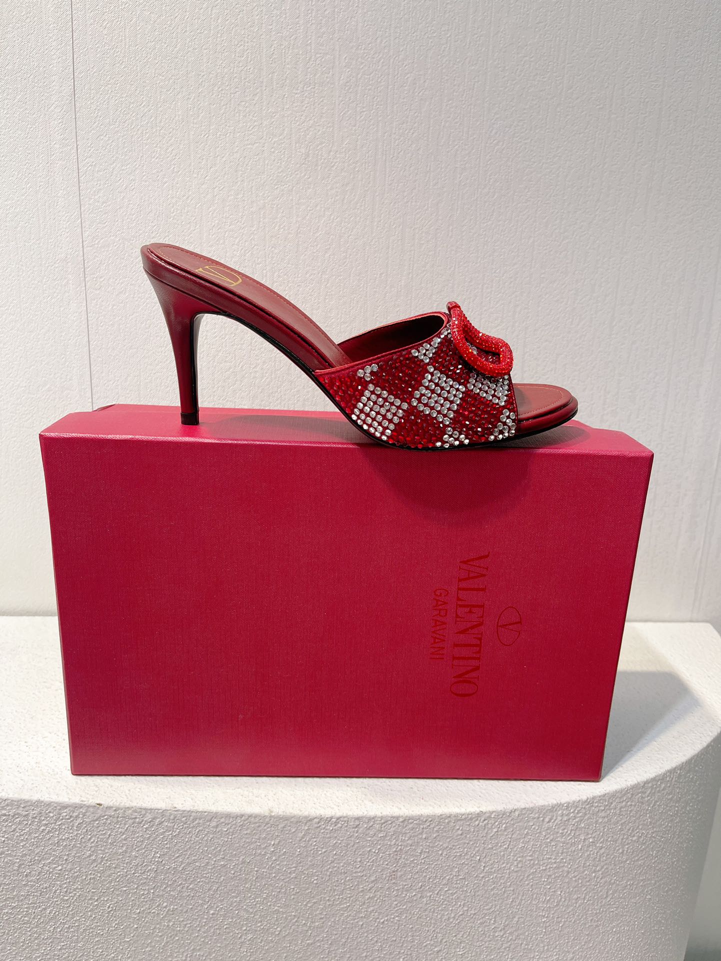 VT High Heeled Sandals Ruby Red Sheepskin 292842