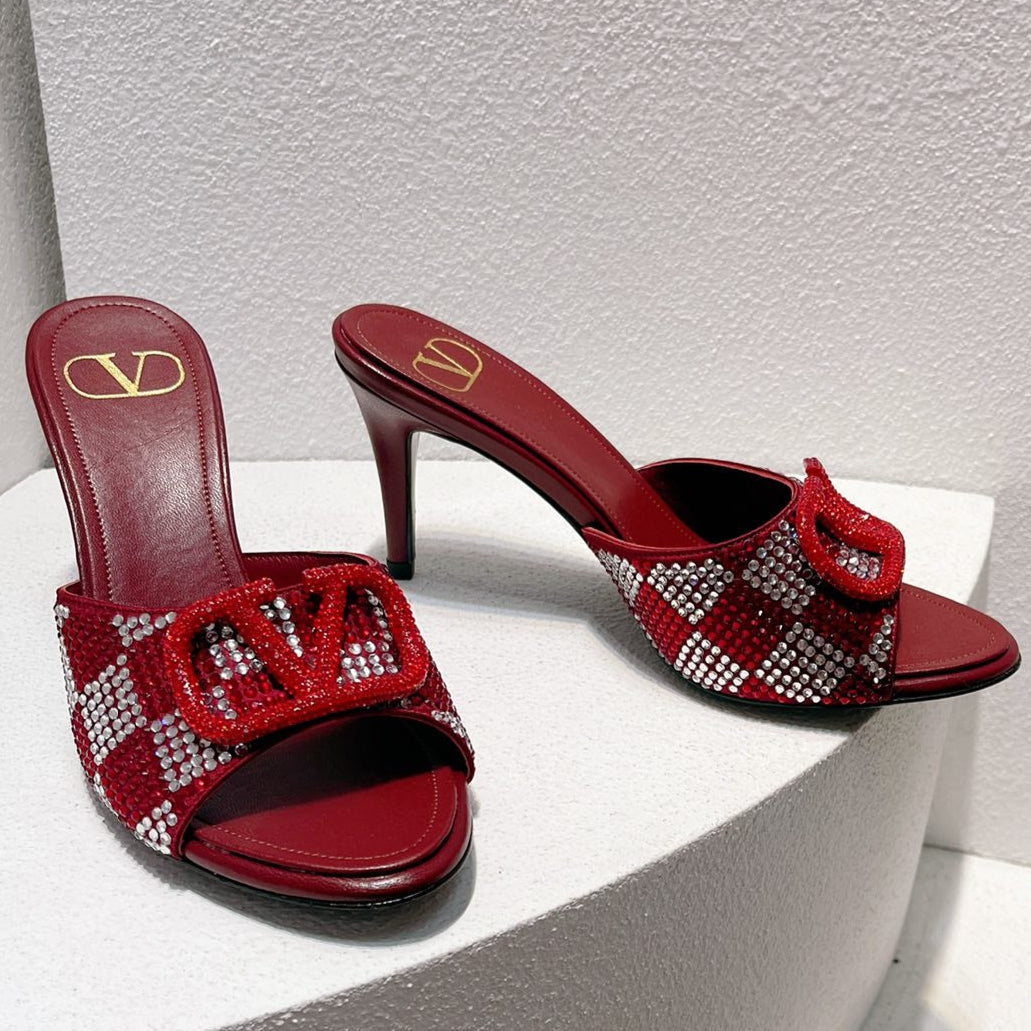 VT High Heeled Sandals Ruby Red Sheepskin 292842