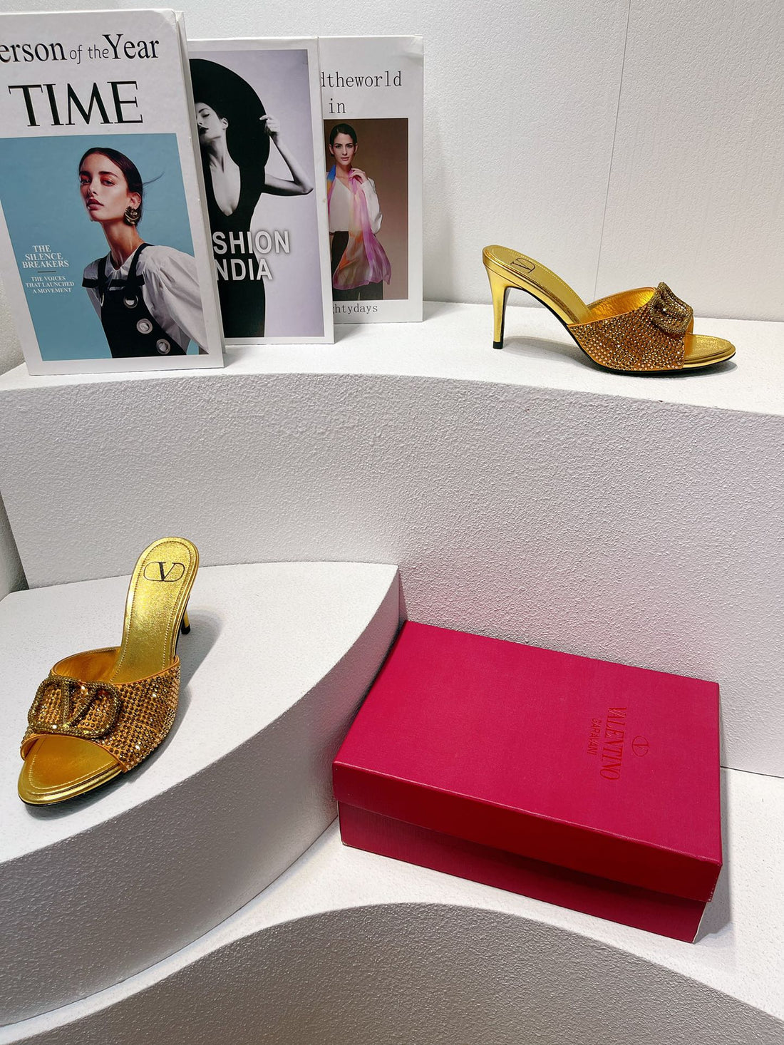 VT High Heeled Sandals Gold Sheepskin 292843