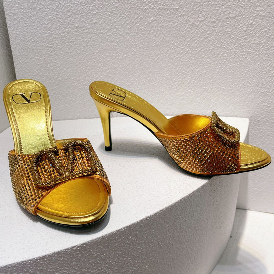 VT High Heeled Sandals Gold Sheepskin 292843