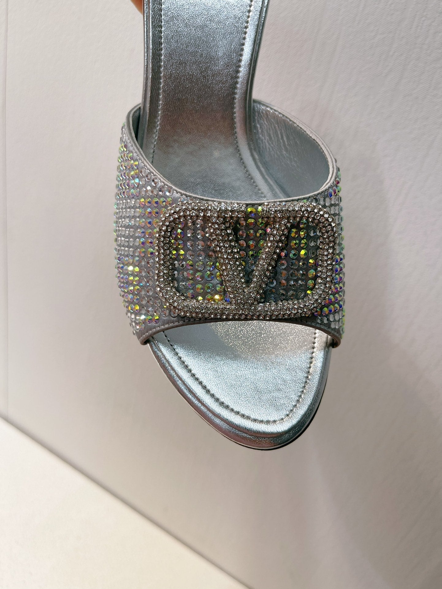 VT High Heeled Sandals Silver Sheepskin 292844