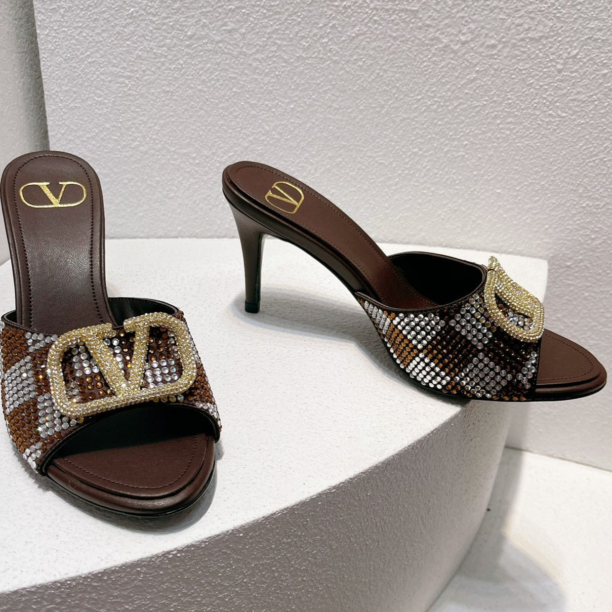 VT High Heeled Sandals Brown Sheepskin 292848