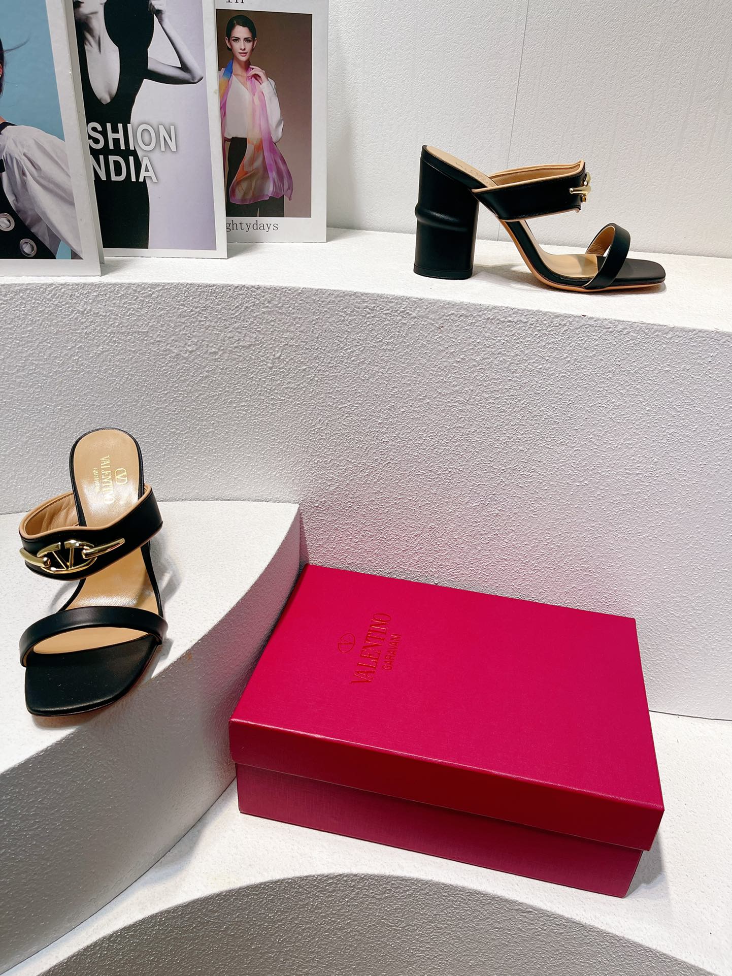 VT Heeled Sandal Black Cowhide 292885