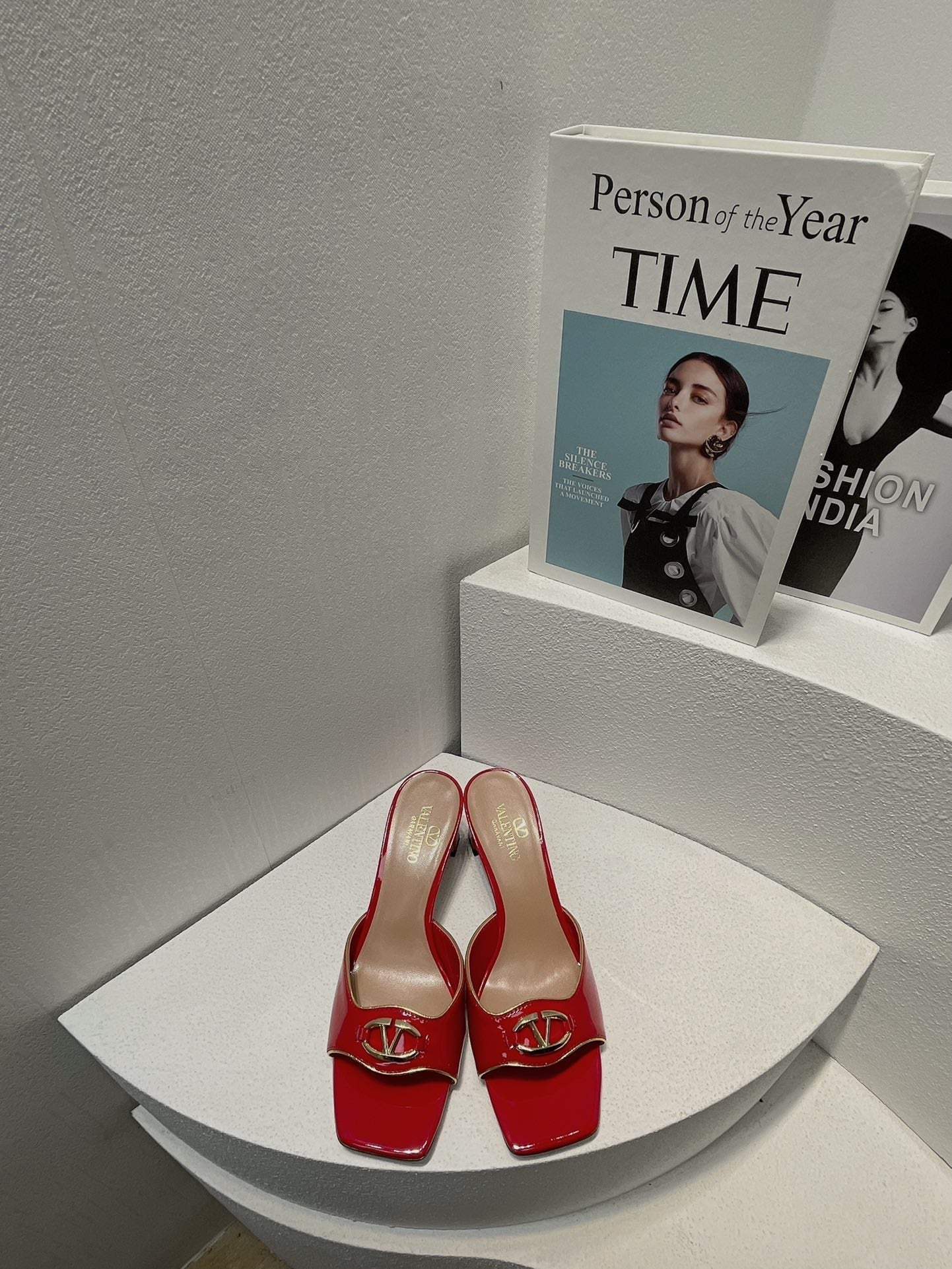 VT Mid Heel Mule Sandal Red Sheepskin 292759