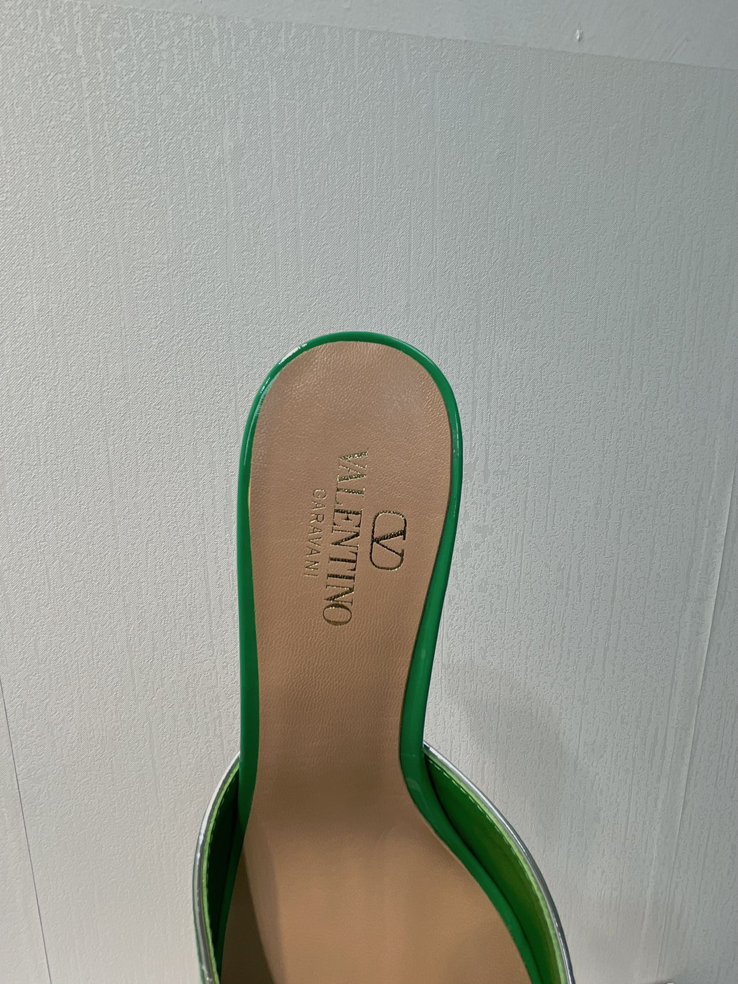VT Mid Heel Mule Sandal Green Sheepskin 292760