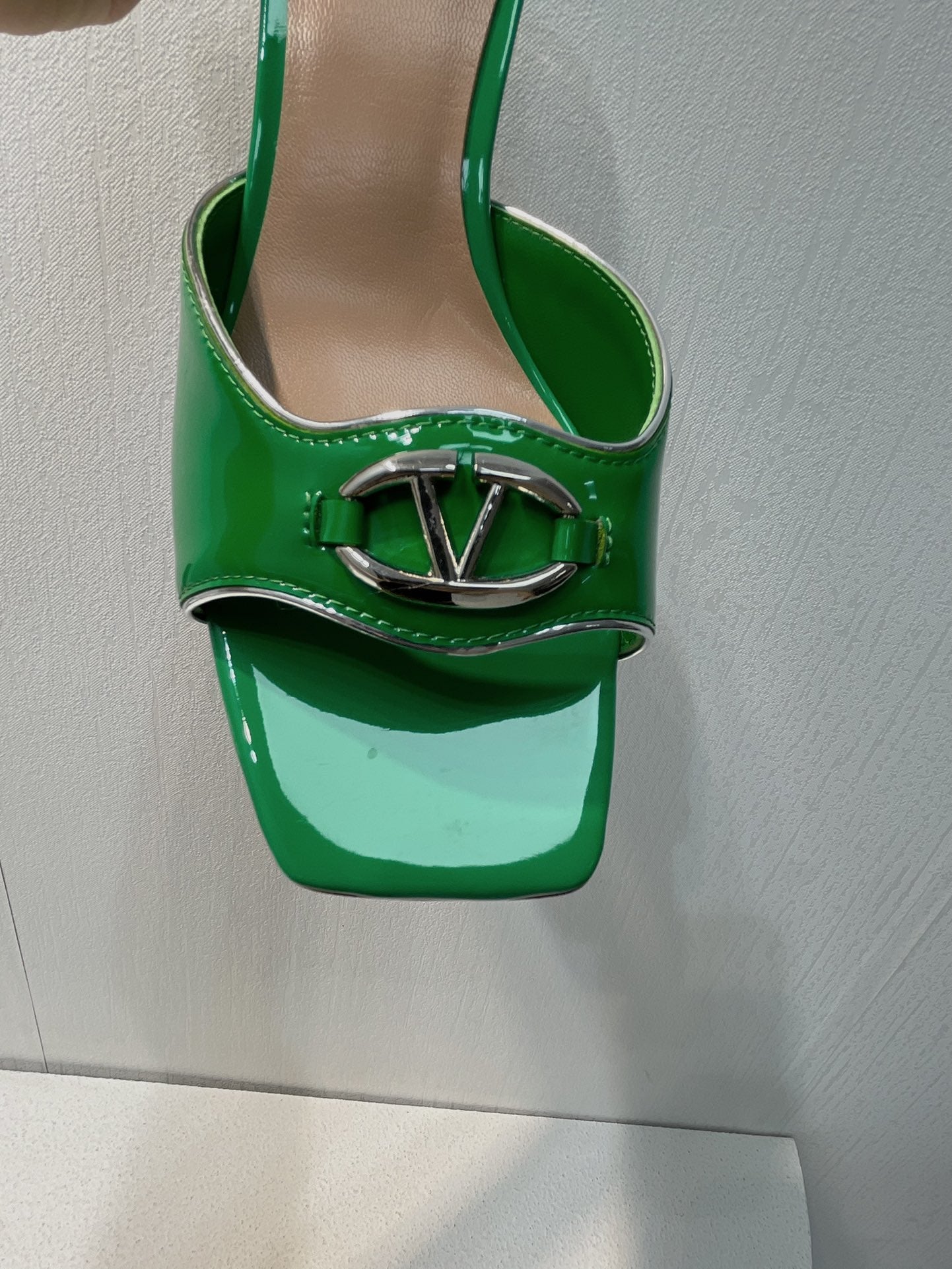 VT Mid Heel Mule Sandal Green Sheepskin 292760