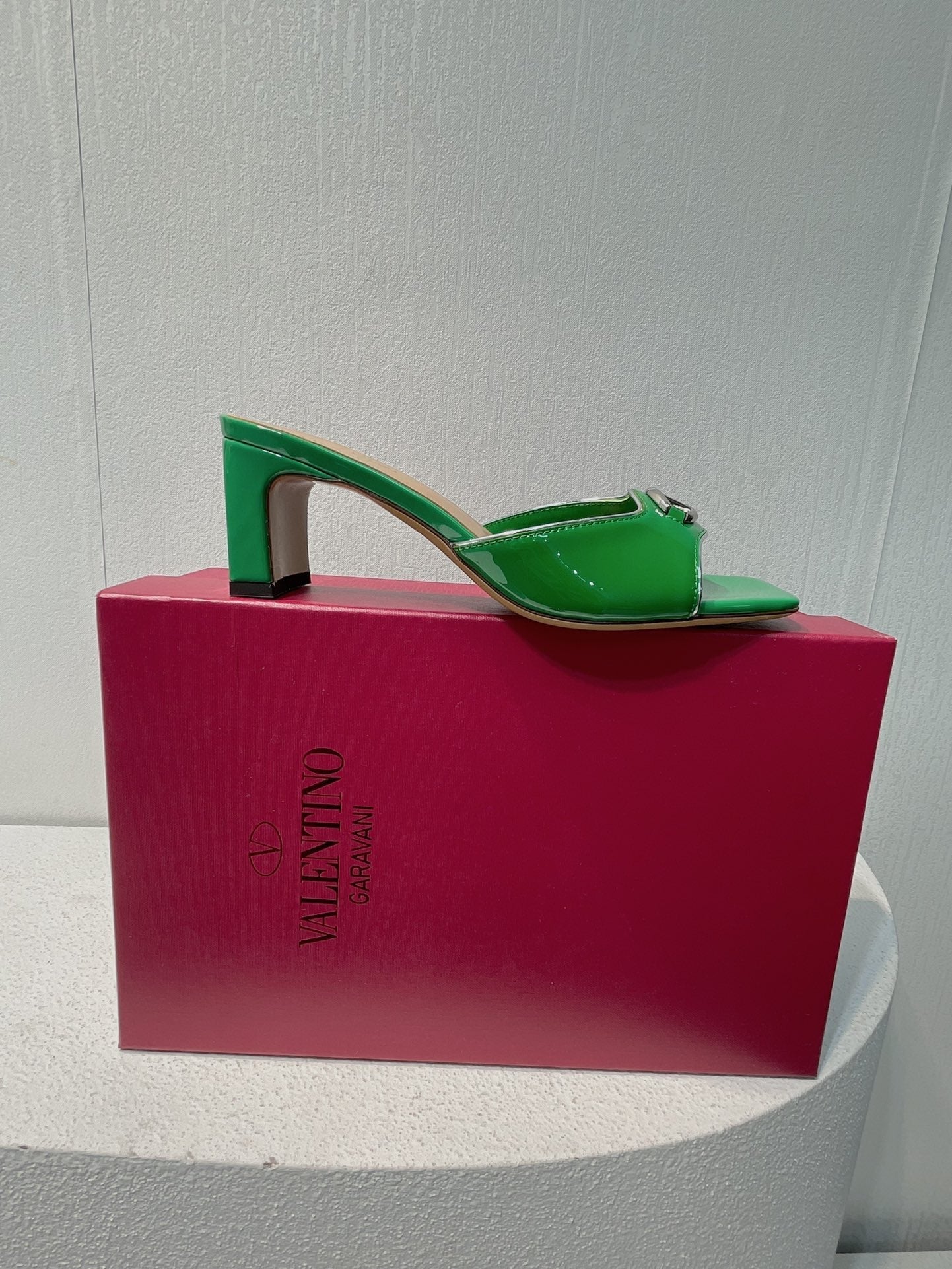 VT Mid Heel Mule Sandal Green Sheepskin 292760