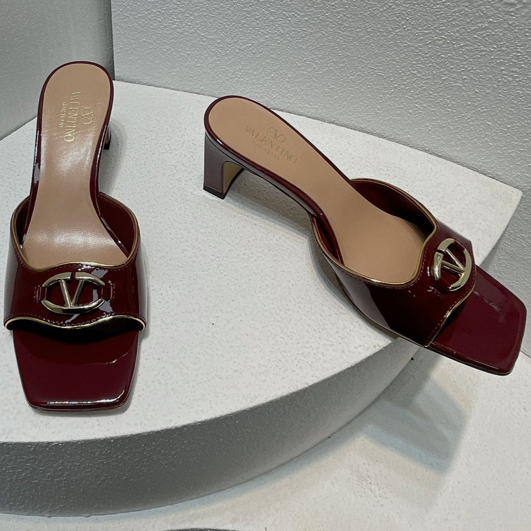 VT Mid Heel Mule Sandal Ruby Red Sheepskin 292761