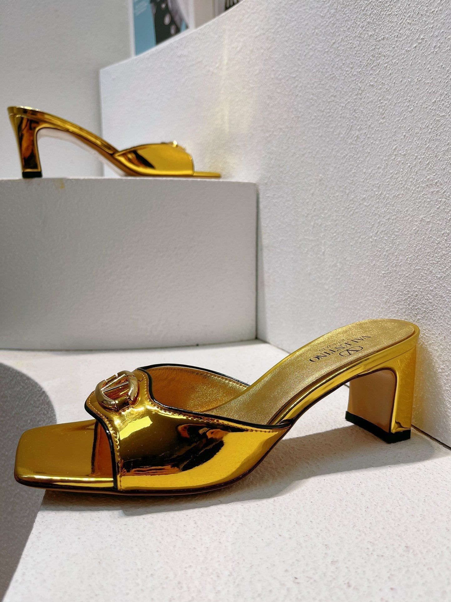 VT Mid Heel Mule Sandal Gold Sheepskin 292764