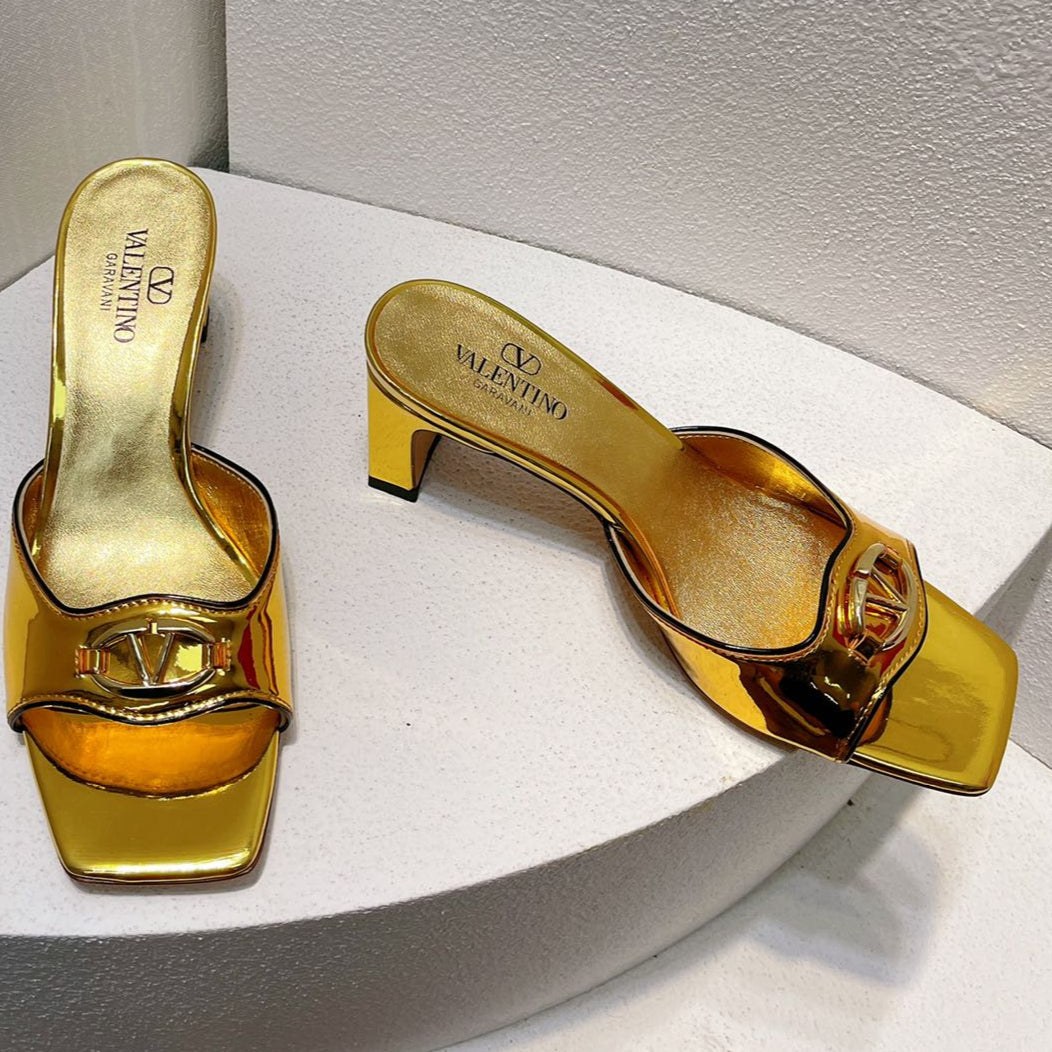 VT Mid Heel Mule Sandal Gold Sheepskin 292764