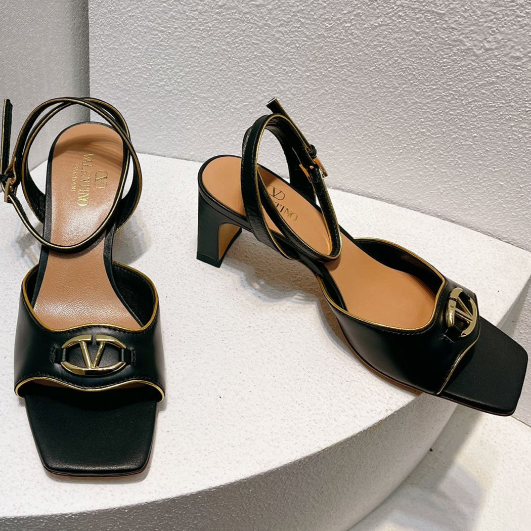 VT Sandals Heels 50mm Black Cowhide 292767