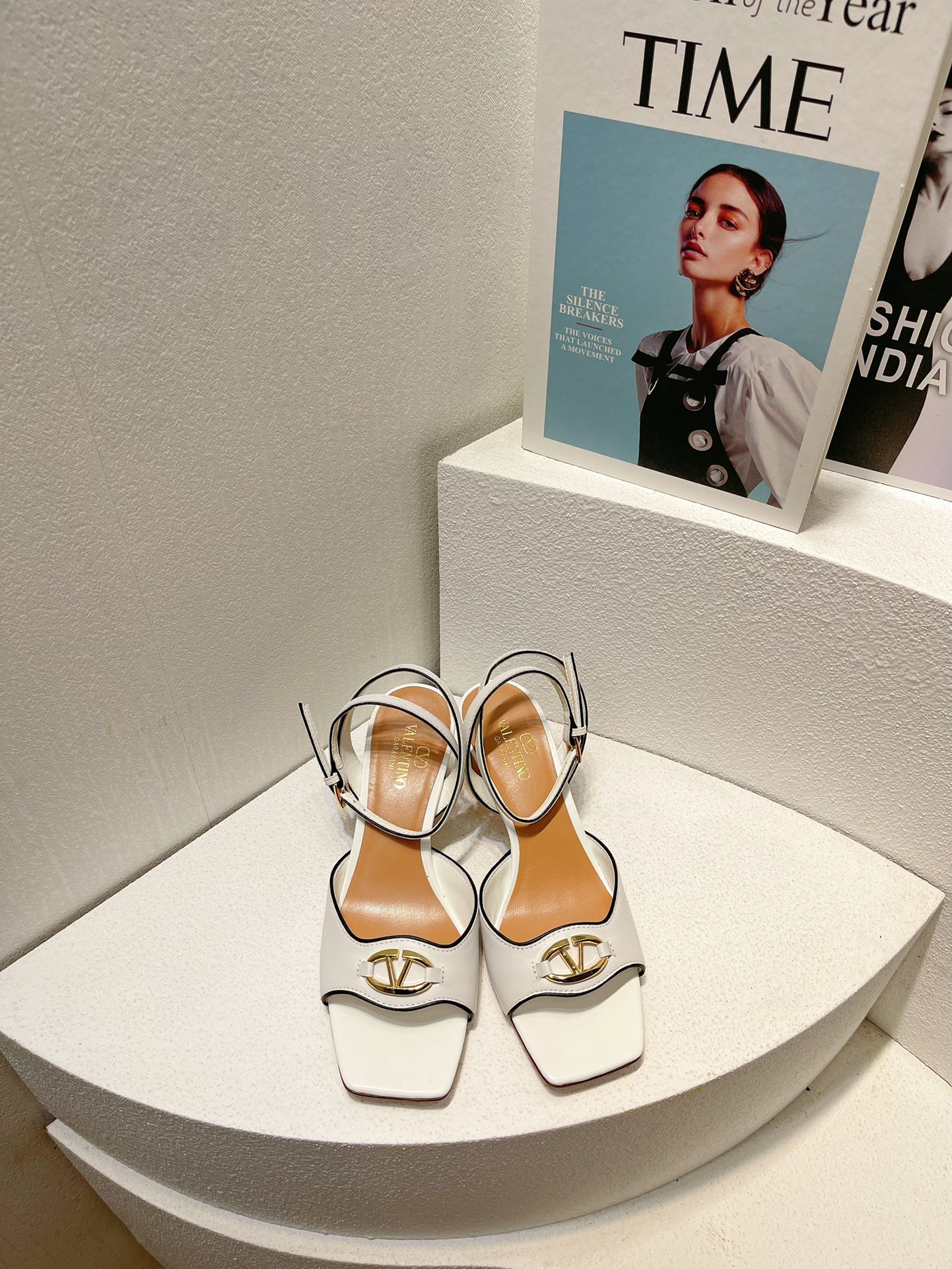 VT Sandals Heels 50mm White Cowhide 292768