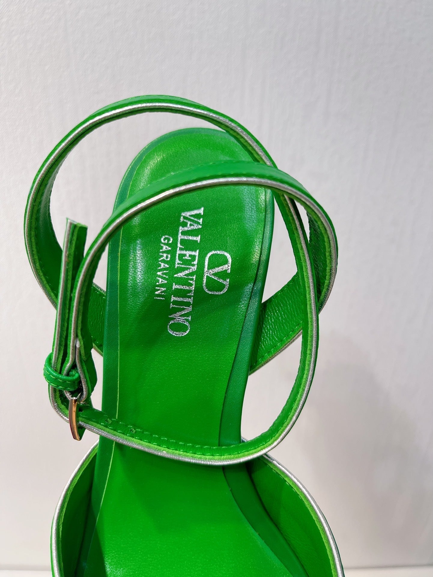 VT Sandals Heels 50mm Green Cowhide 292770